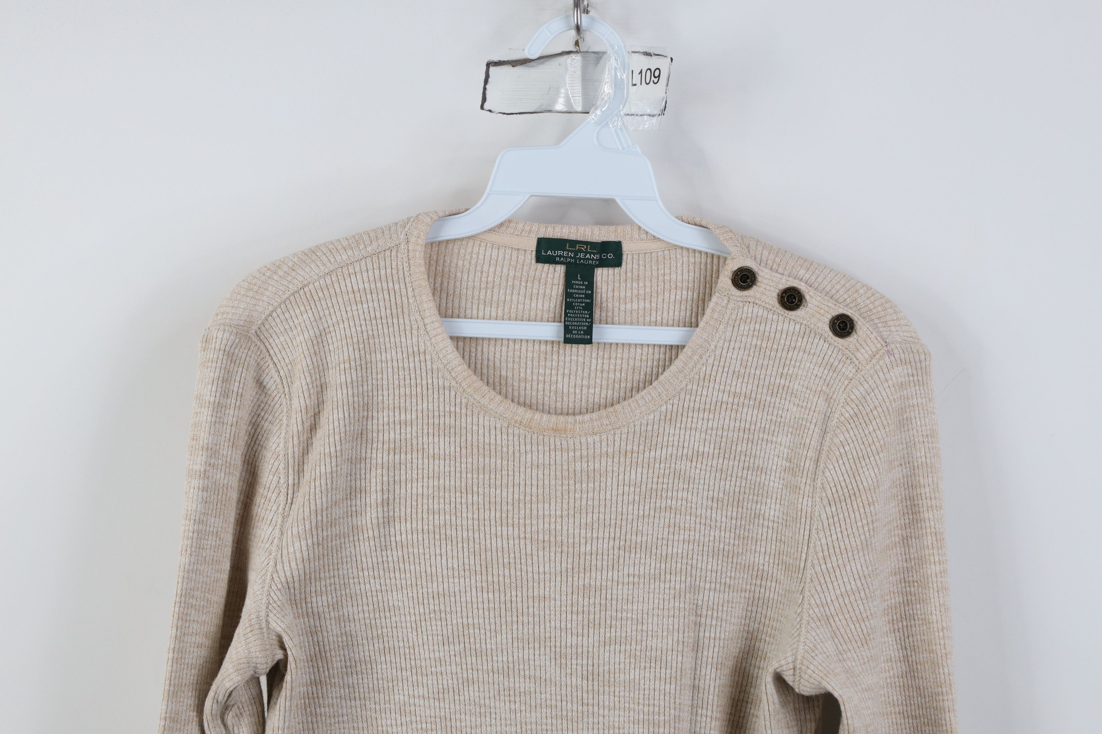Ralph Lauren Vintage 90s Ralph Lauren Ribbed Knit Long Sleeve T-Shirt Size L / US 10 / IT 46 - 2 Thumbnail