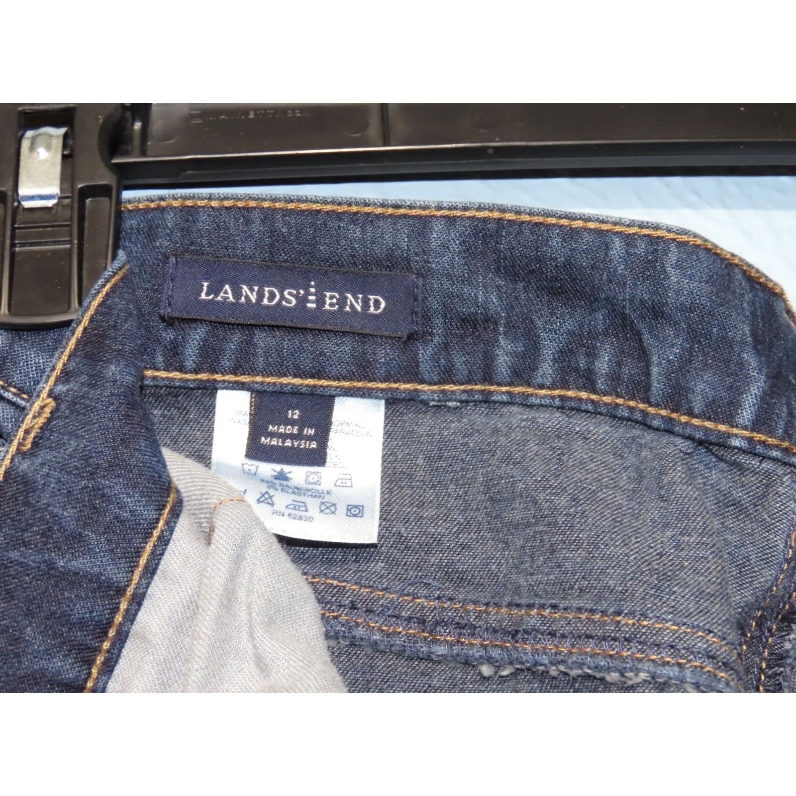 Lands' End Lands' End Jeans Women Straight Leg Dark Wash 12 Regular 33x29 Cotton Denim 5-Pocket Mens? Womens Size 34" / US 12 / IT 48 - 5 Thumbnail