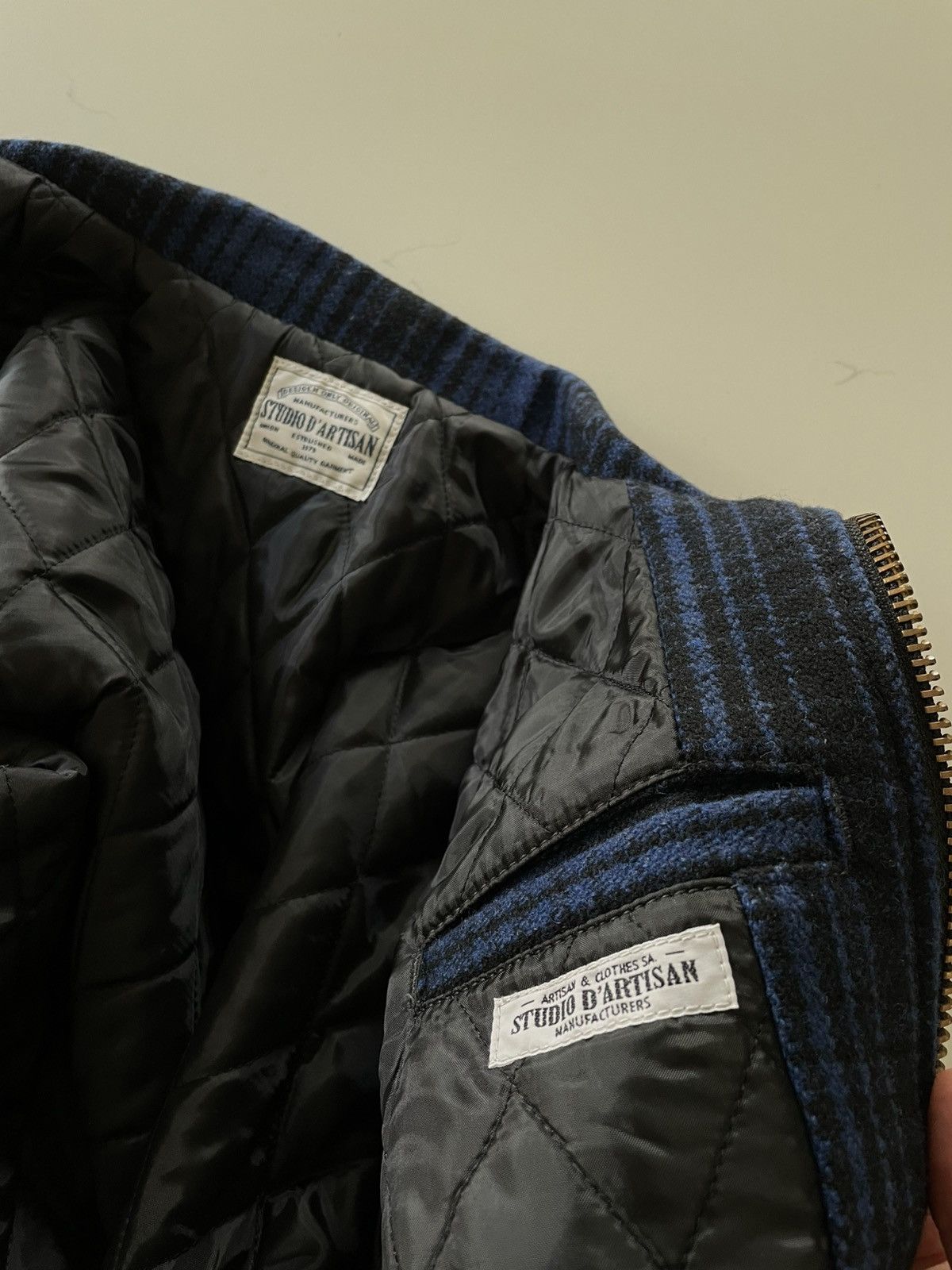 Studio D'Artisan Studio D'Artisan Blue Wool Check Zip Jacket - Size Small Size US S / EU 44-46 / 1 - 4 Thumbnail