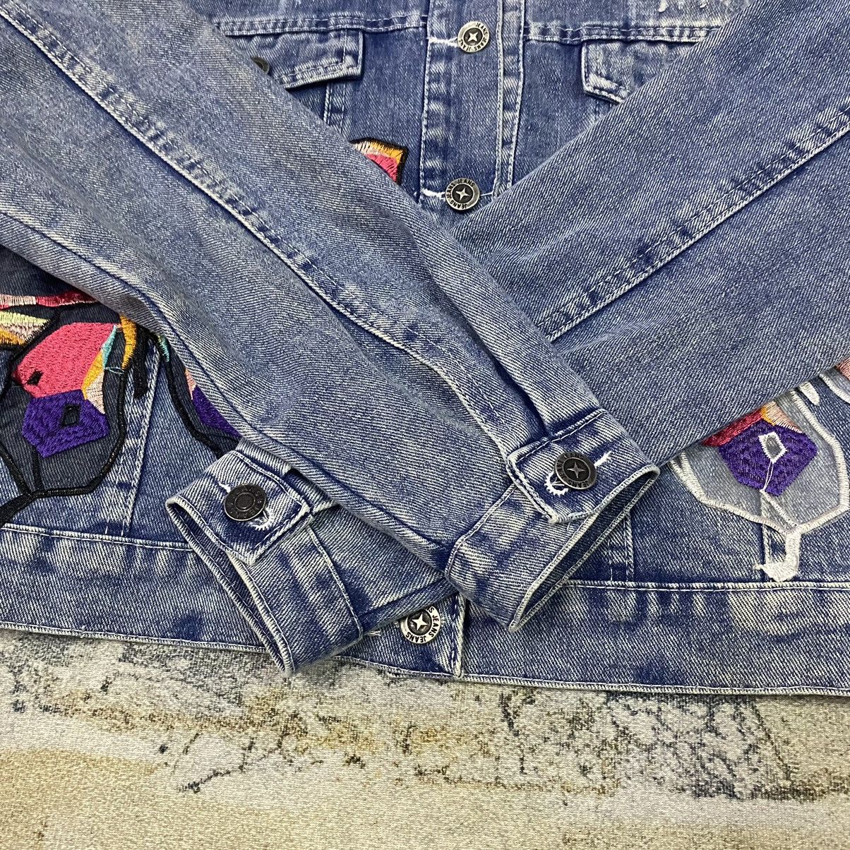 Sandro Gcw23🔥Sandro Butterfly PatchWork Light Washed Denim Jacket Size M / US 6-8 / IT 42-44 - 9 Thumbnail