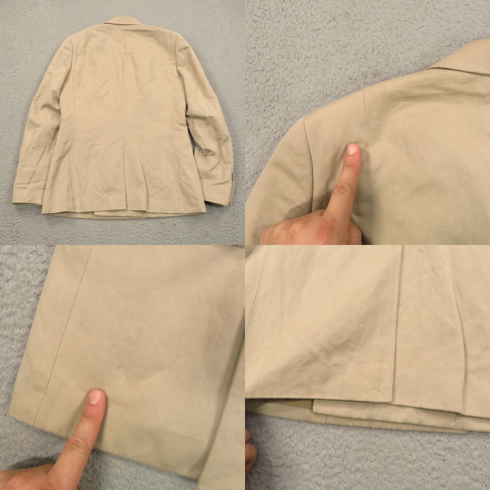 Allsaints VINTAGE AllSaints Blazer 36R Jacket Mens Double-Breasted Linen Cotton Tan Beige 4-Button Peak Lapel Suits Coat Solid Size 36R - 8 Thumbnail