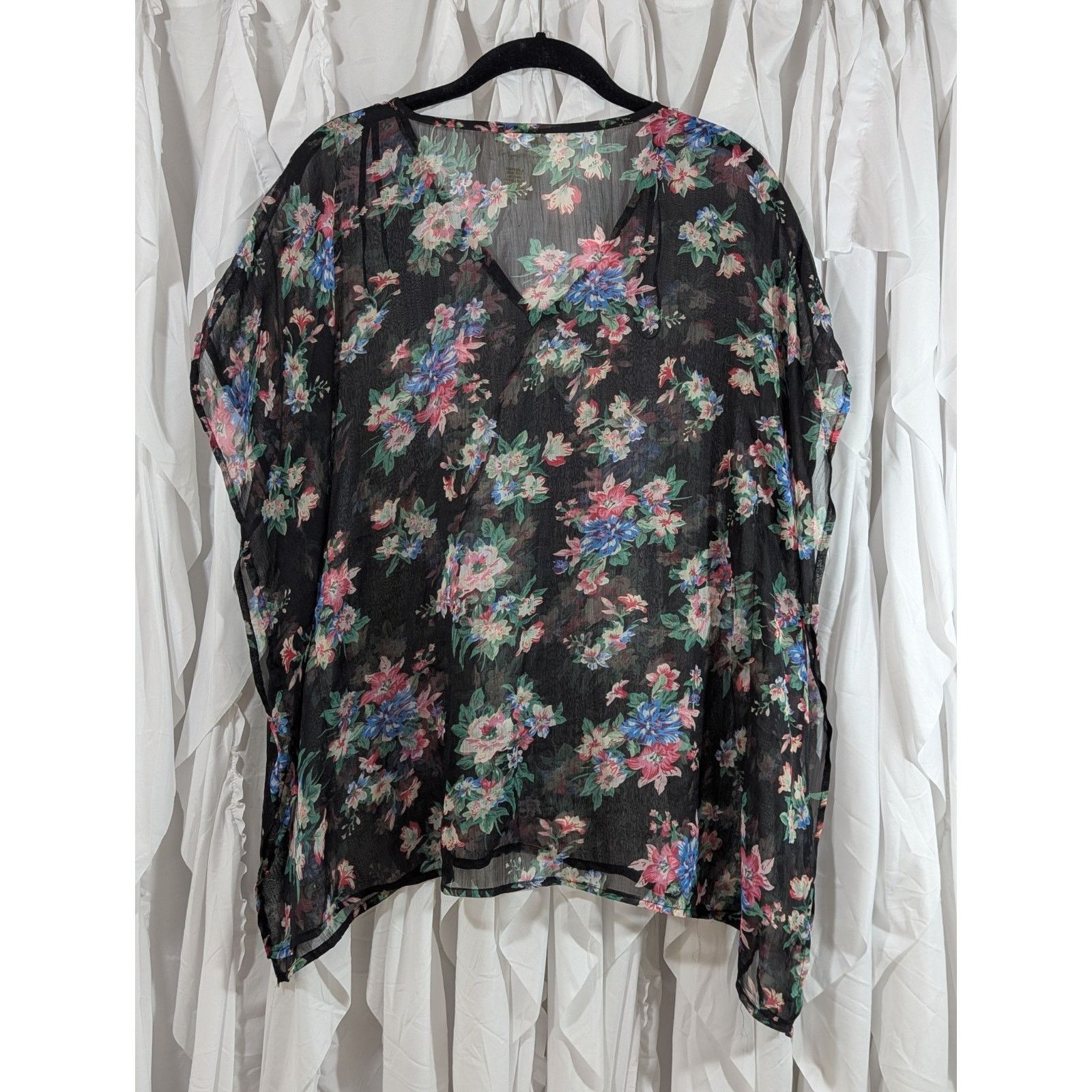 Passport Passport Y2K Sheer Floral Caftan Blouse M Black Whimsigoth Size M / US 6-8 / IT 42-44 - 4 Thumbnail