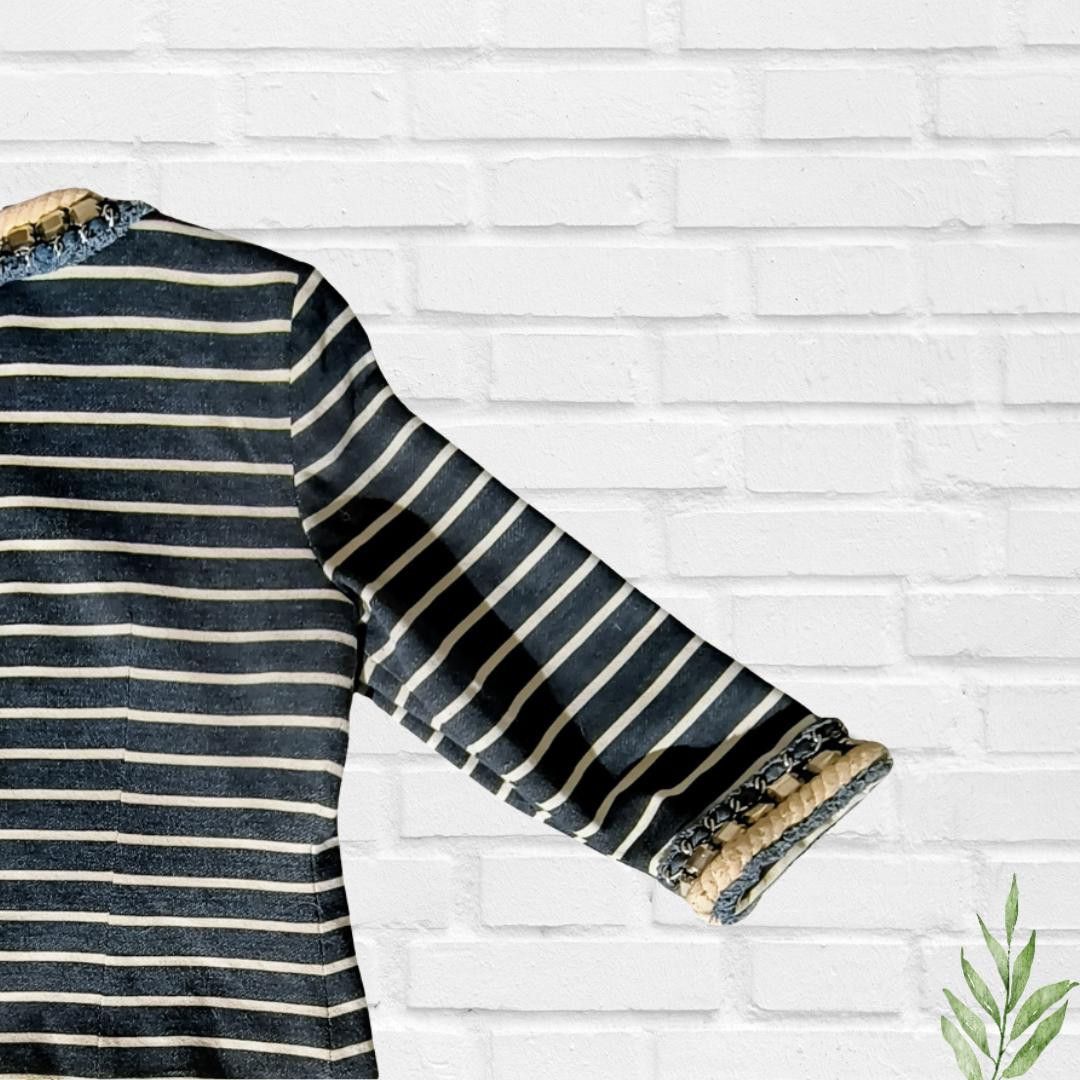 Designer Boston Proper Women's Striped Chain Jewel Blazer Size 8 Size M / US 6-8 / IT 42-44 - 8 Thumbnail