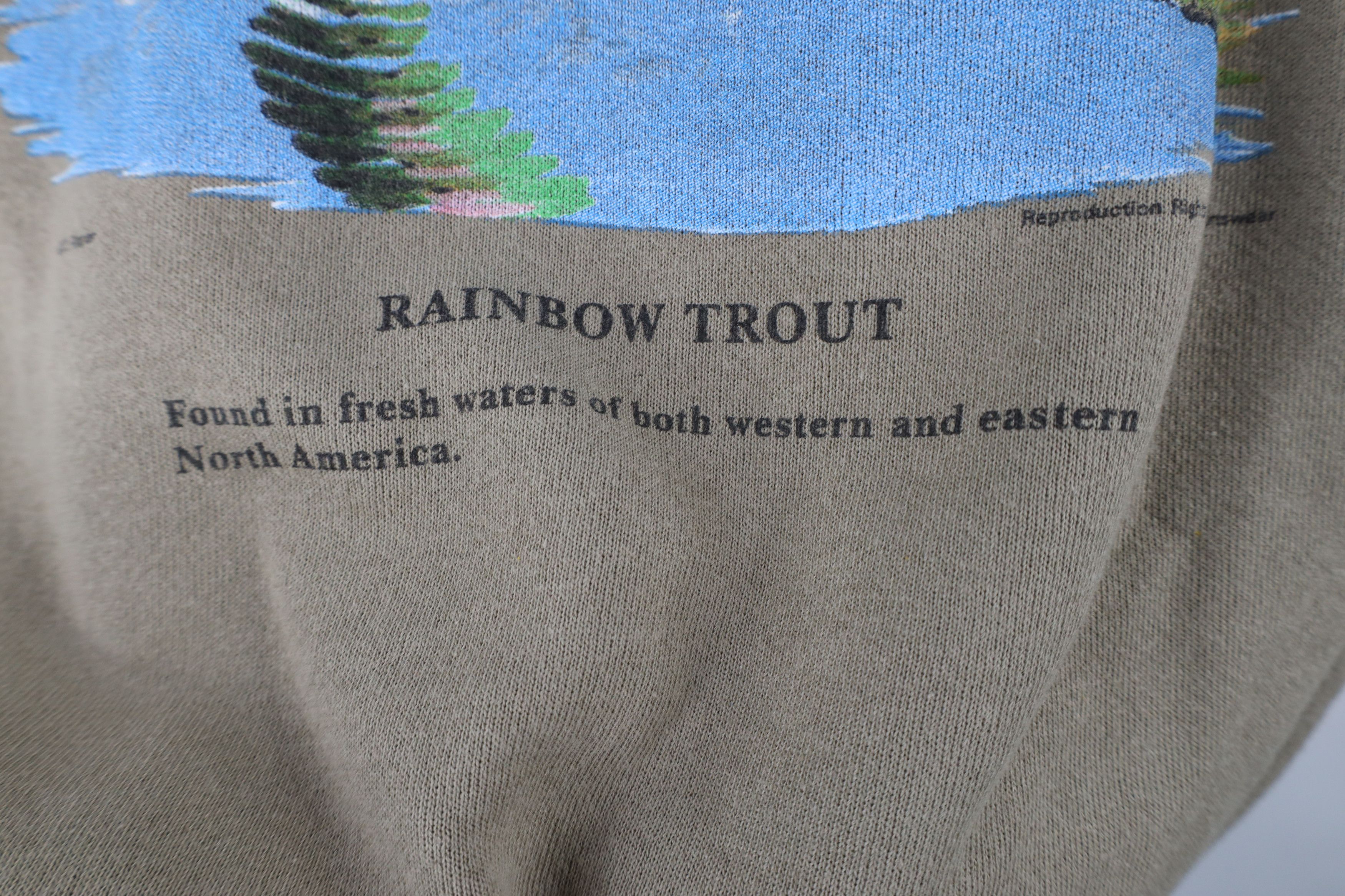 Vintage Vintage 90s Streetwear Nature Rainbow Trout Sweatshirt USA Size US XL / EU 56 / 4 - 7 Thumbnail