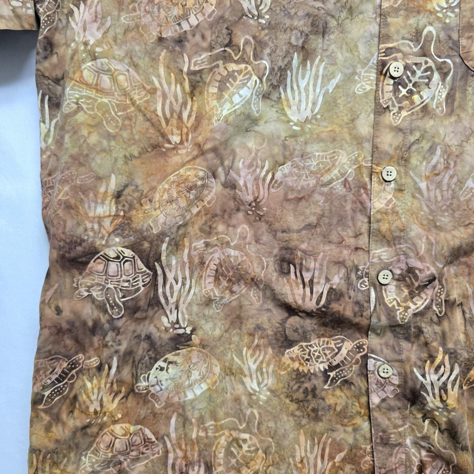 Other Basic Options Shirt XL Brown Sea Turtle Hawaiian Button Up Size US L / EU 52-54 / 3 - 3 Thumbnail