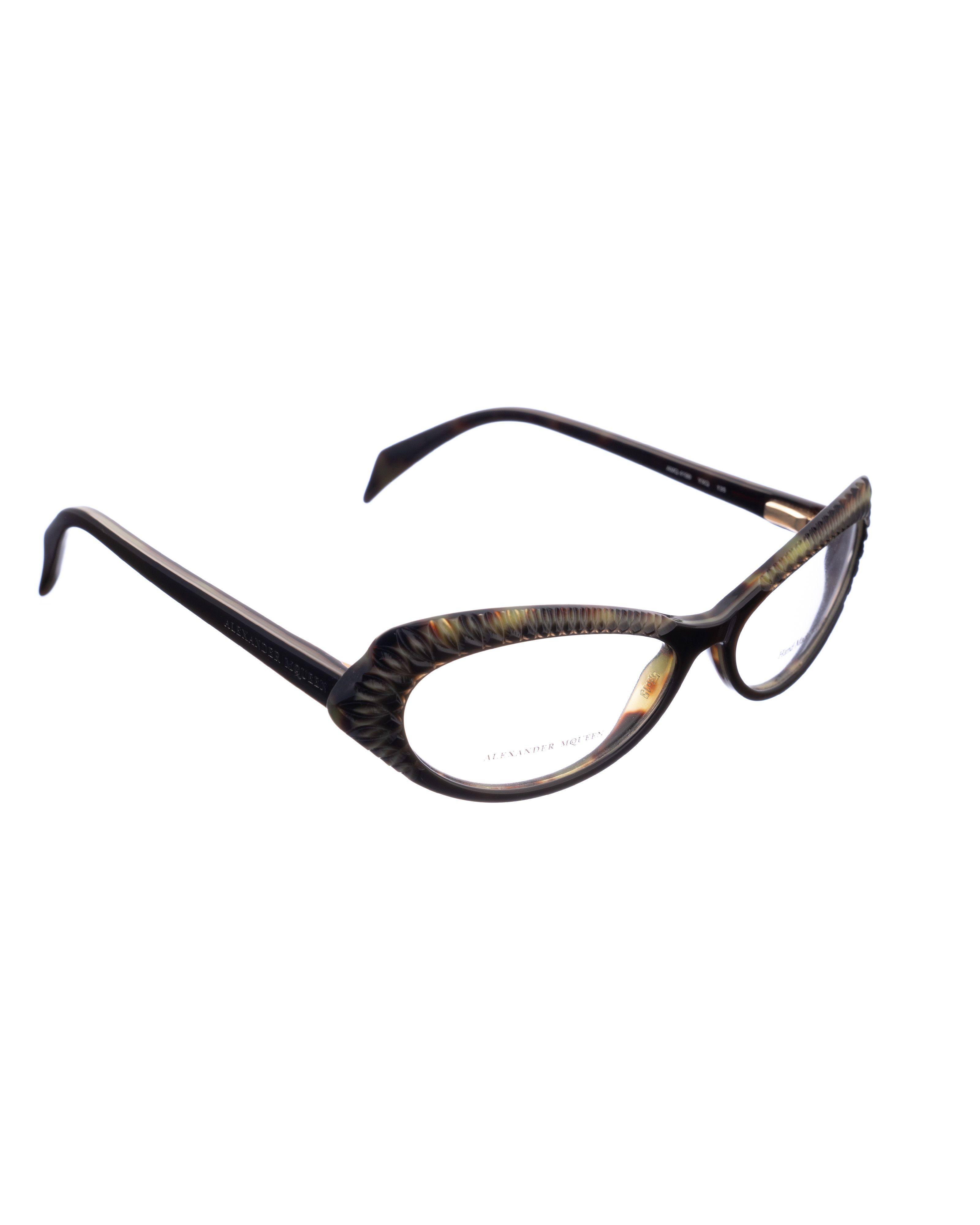 Alexander McQueen Alexander McQueen 90s Havana 3D Cat-Eye Glasses Size ONE SIZE - 3 Thumbnail