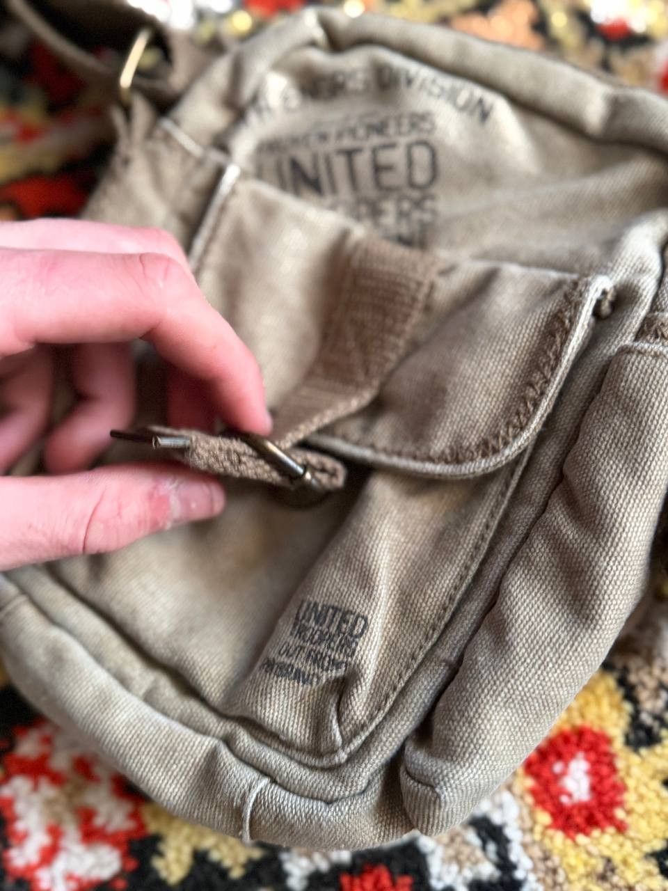 Japanese Brand Vintage 90s Army Style Washed Cargo Multizip Bag Size ONE SIZE - 7 Thumbnail