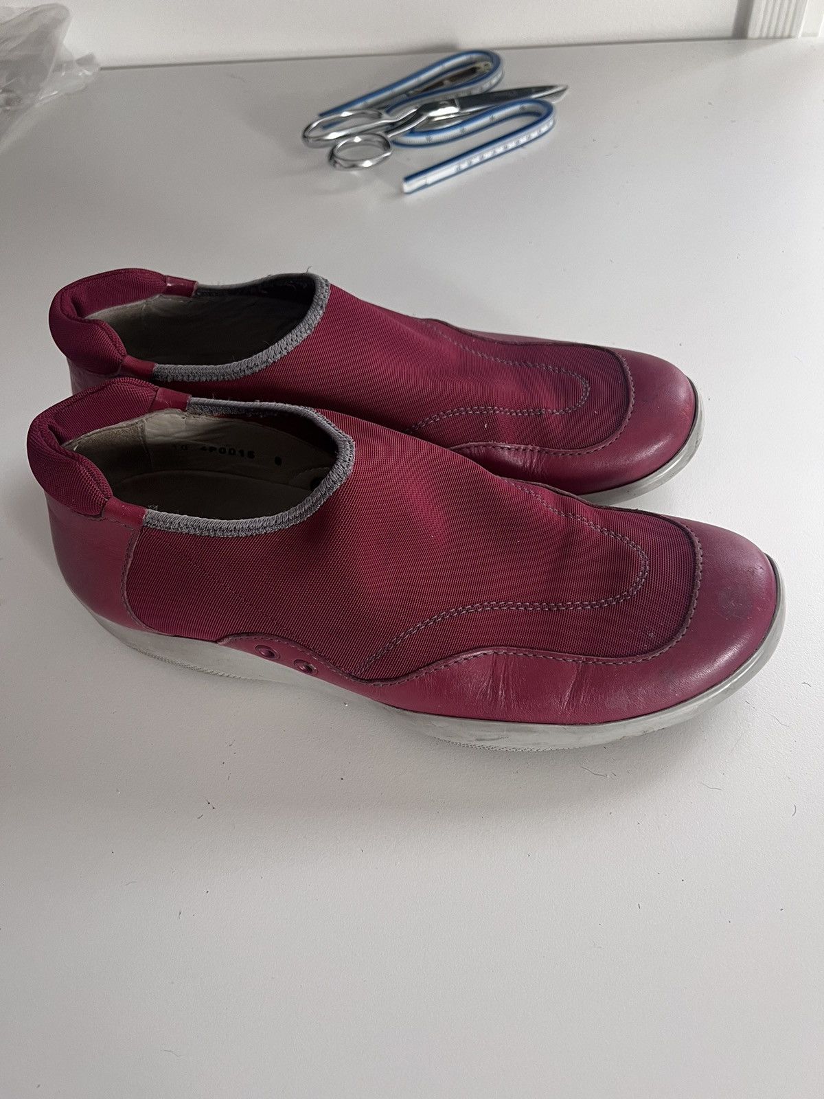 Prada × Vintage Prada Vintage Red Leather Slip Ons Size US 10.5 / EU 43-44 - 3 Thumbnail