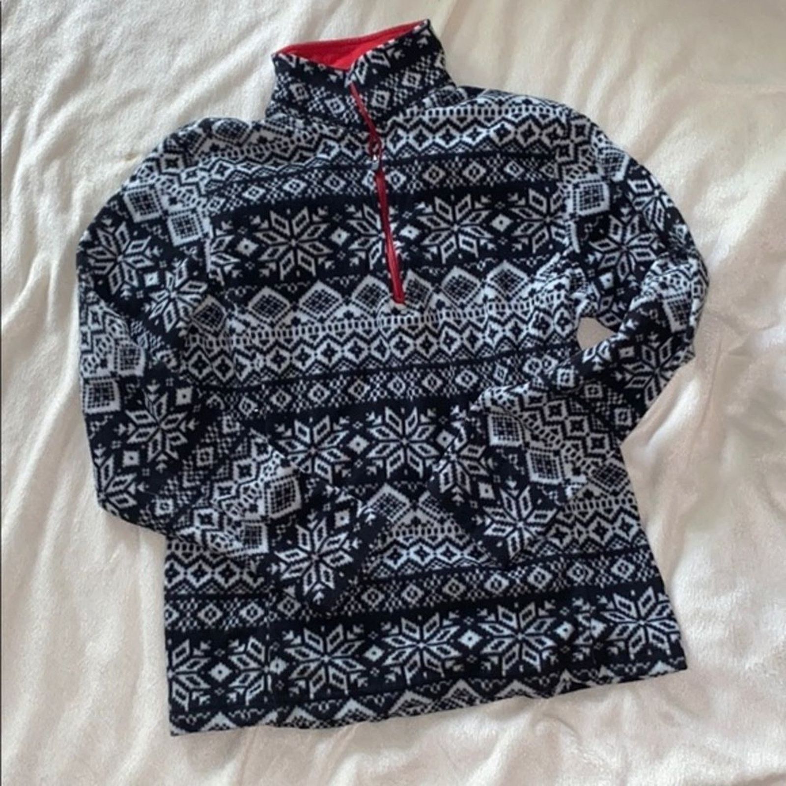 Lands' End Lands’ End Snowflake Fleece Quarter-Zip Fleece | Sz XS Size XS / US 0-2 / IT 36-38 - 2 Thumbnail