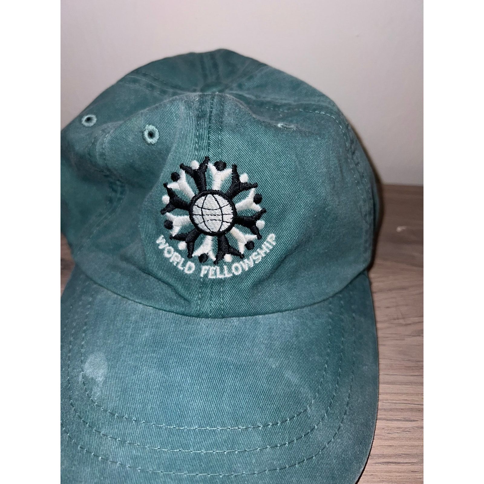 Vintage Vintage Jesus Hat World Fellowship Church Green Cap Stained Size ONE SIZE - 2 Thumbnail