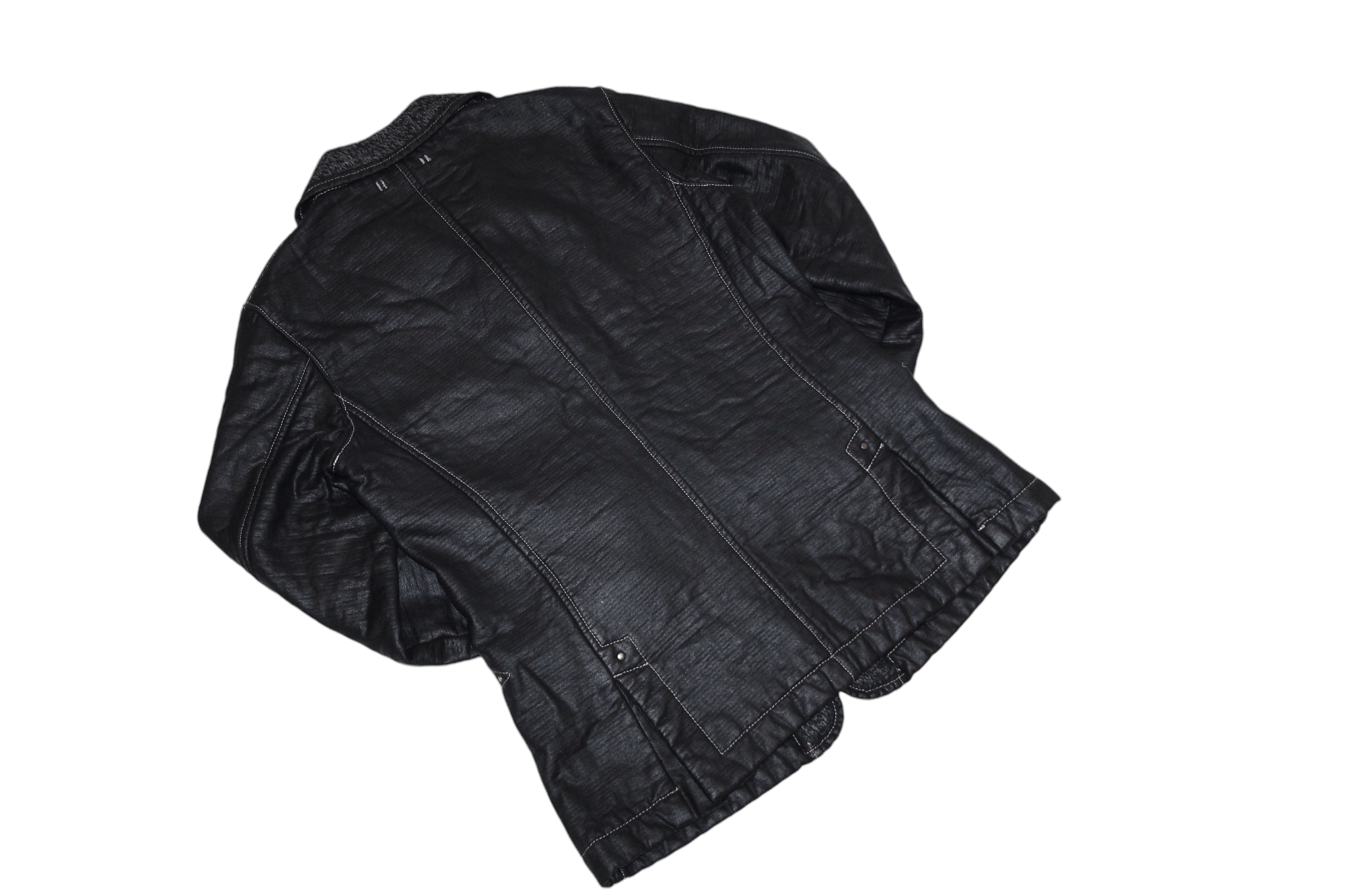 Armani VTG Armani Jeans Boiled Wool Lined Faux Leather Field Jacket Size US M / EU 48-50 / 2 - 12 Thumbnail