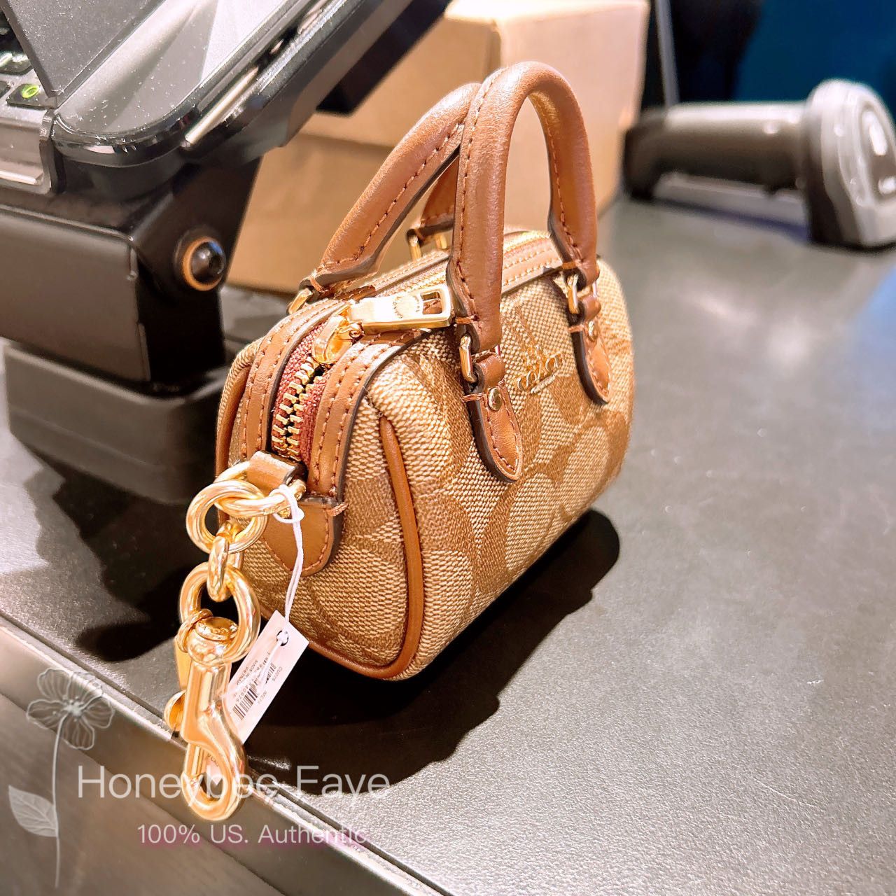 Coach Mini Rowan Bag Charm In Signature Canvas CX068 Size ONE SIZE - 3 Thumbnail