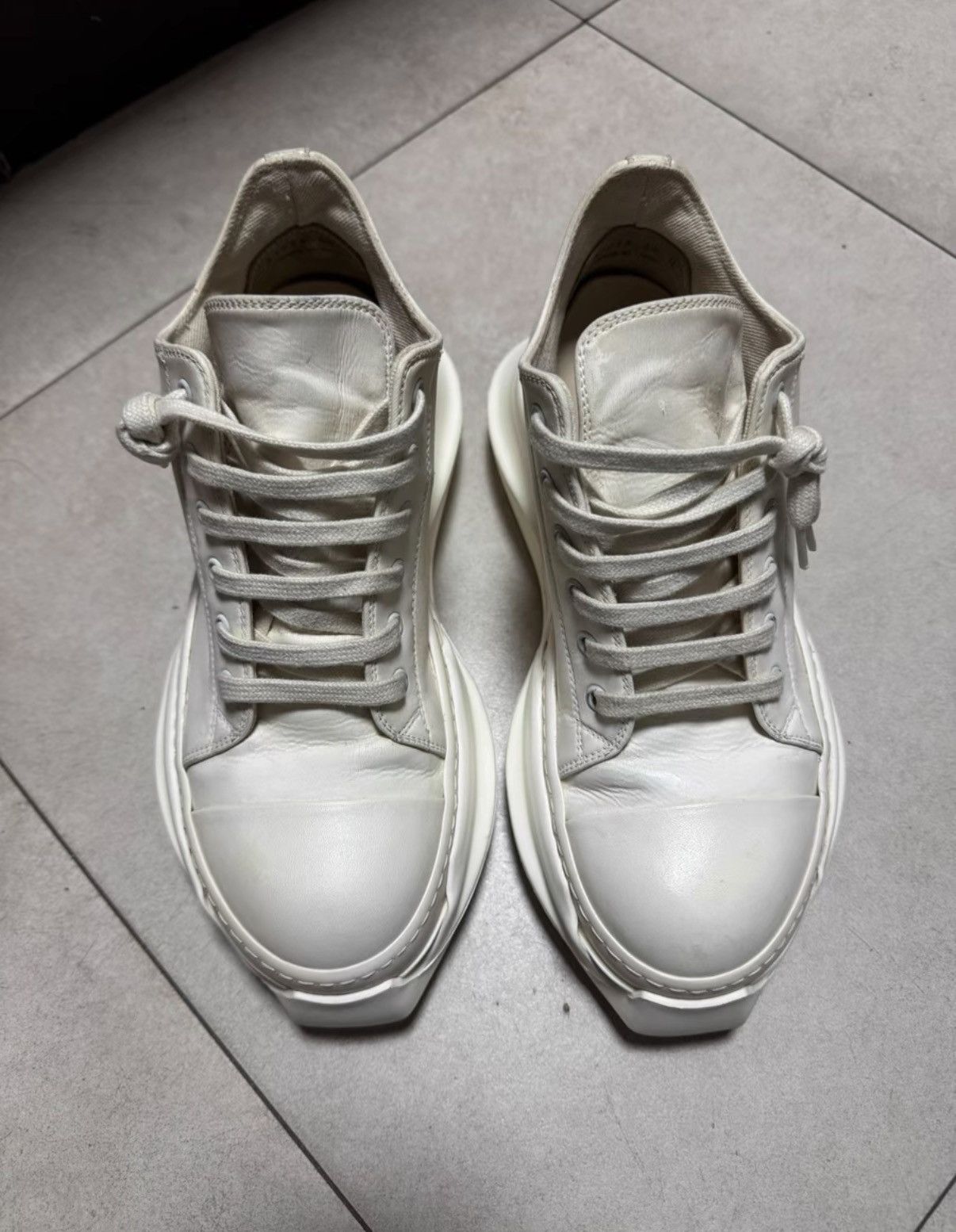 Rick Owens Rick Owens DRKSHDW Tank Sole Milk White Leather Sneakers K37 Size US 7 / EU 40 - 1 Thumbnail