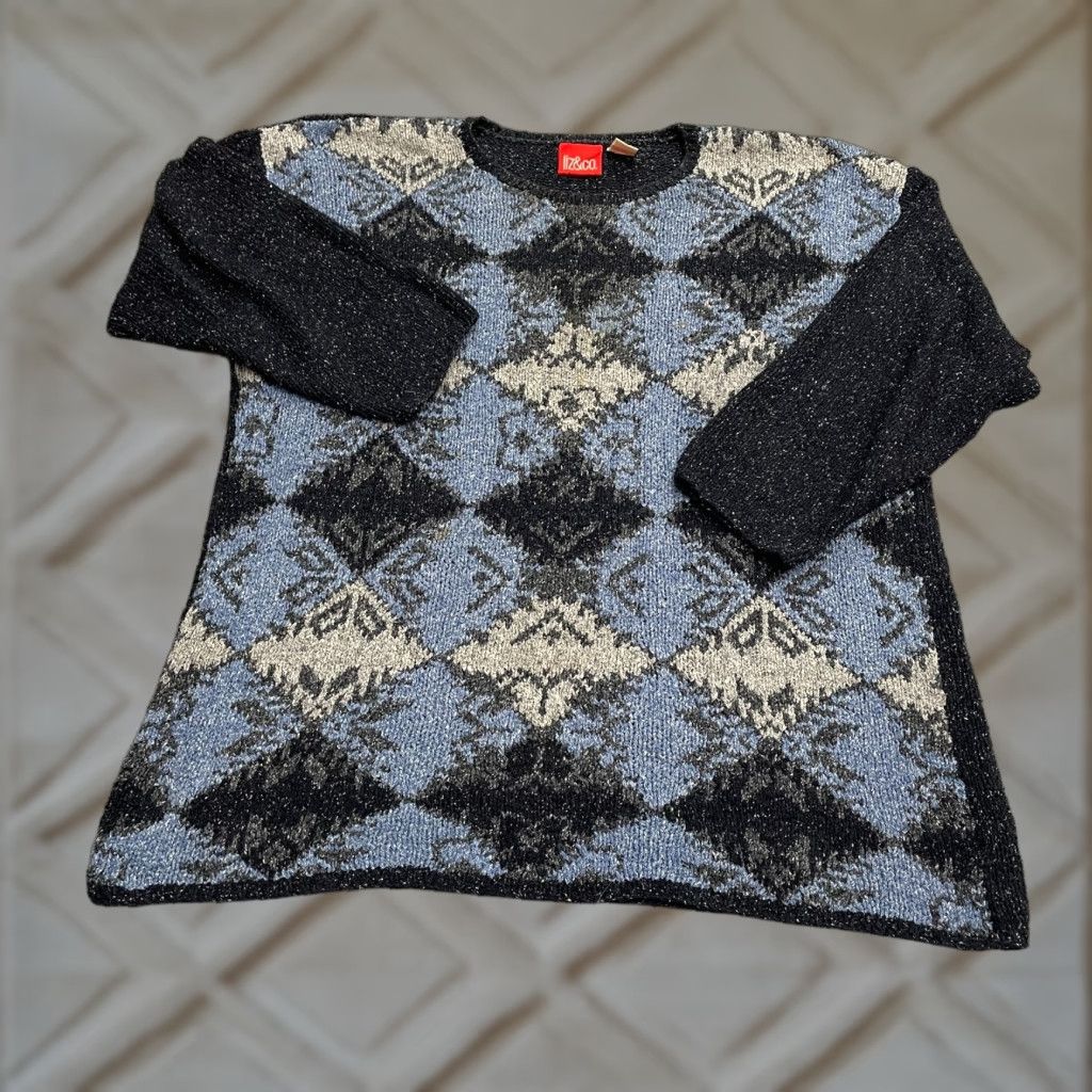 CO LIZ & CO 90s Fair Isle Silk Blend Pullover Sweater Women Small Multicolor Retro Size S / US 4 / IT 40 - 1 Thumbnail