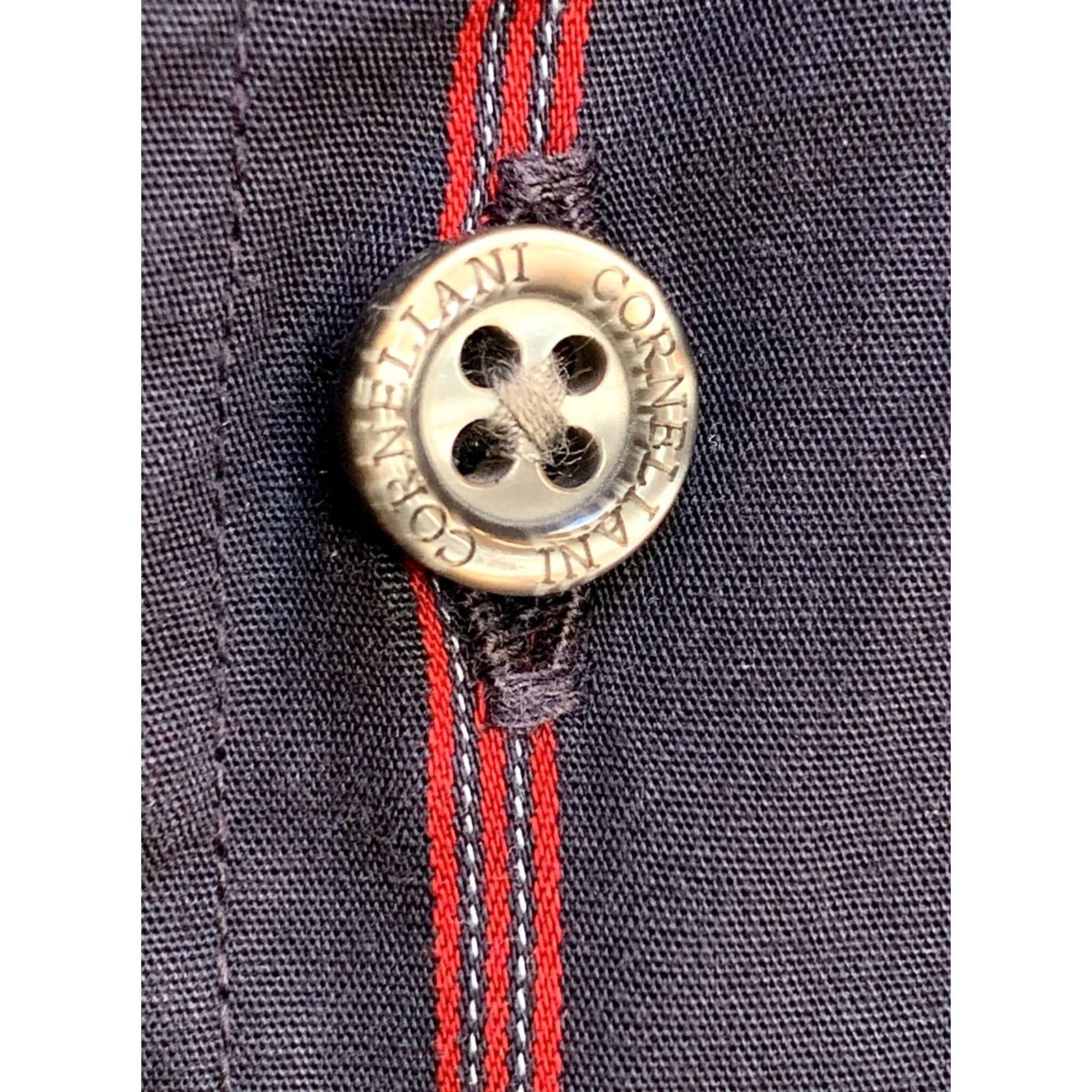 Corneliani VINTAGE Corneliani Shirt Mens Medium Blue Red & White Stripes Italian Made Cotton Casual Size US M / EU 48-50 / 2 - 2 Thumbnail