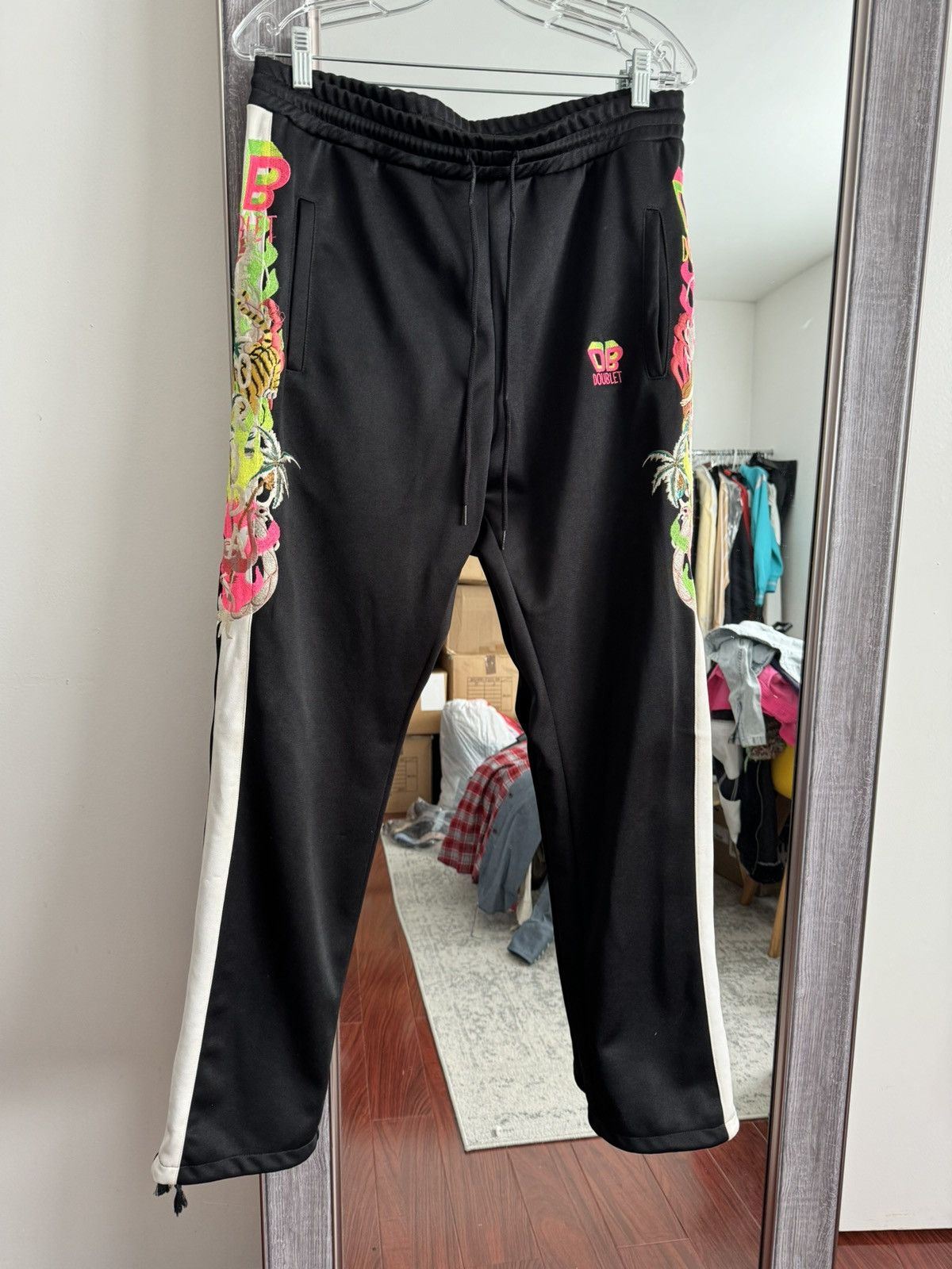 Doublet Doublet Black Chaos Embroidery Track Pants Size L | Grailed