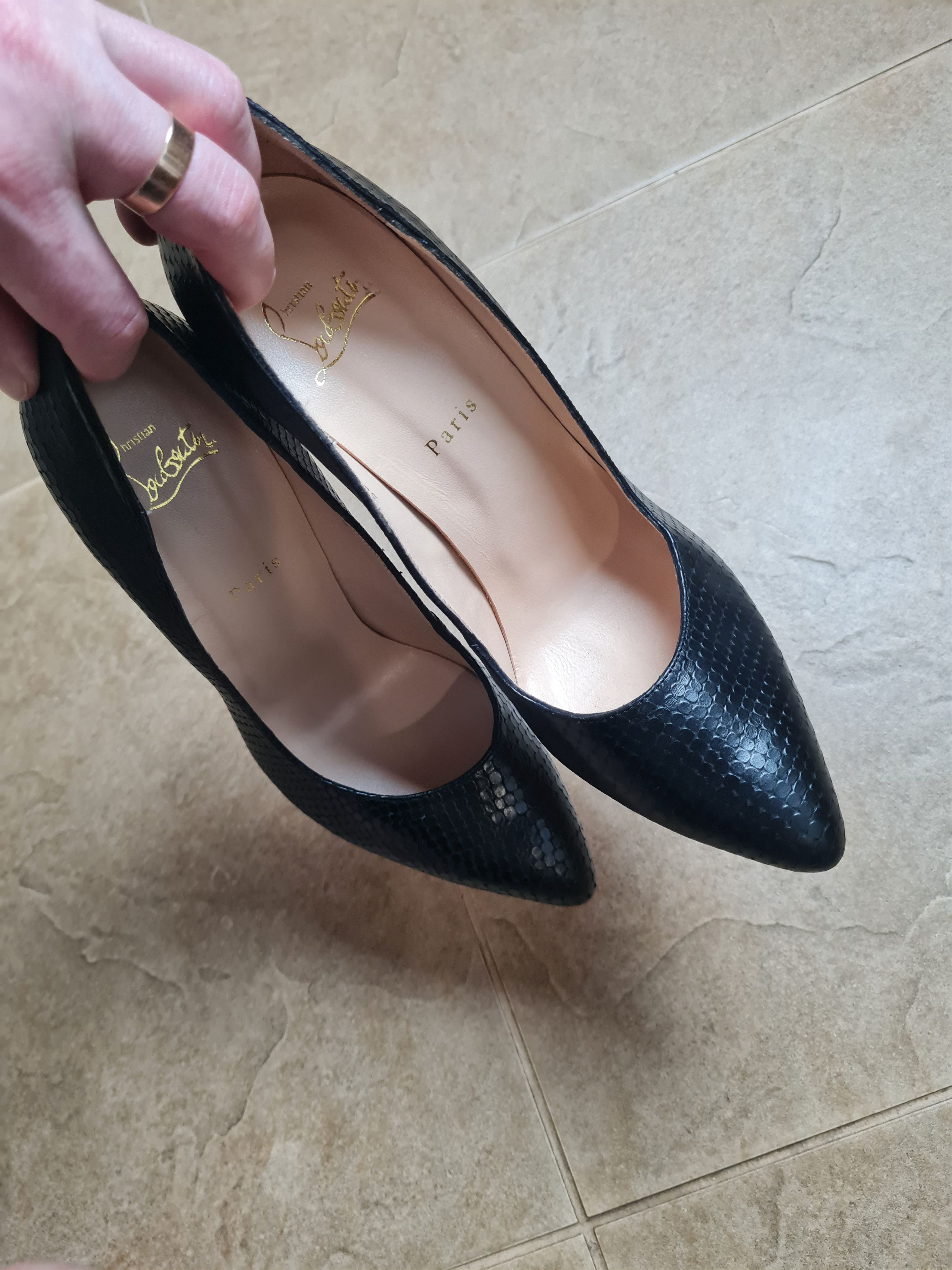 Christian Louboutin Christian Louboutin Yousra Python Black Leather Gently Worn Size US 10 / IT 40 - 16 Thumbnail