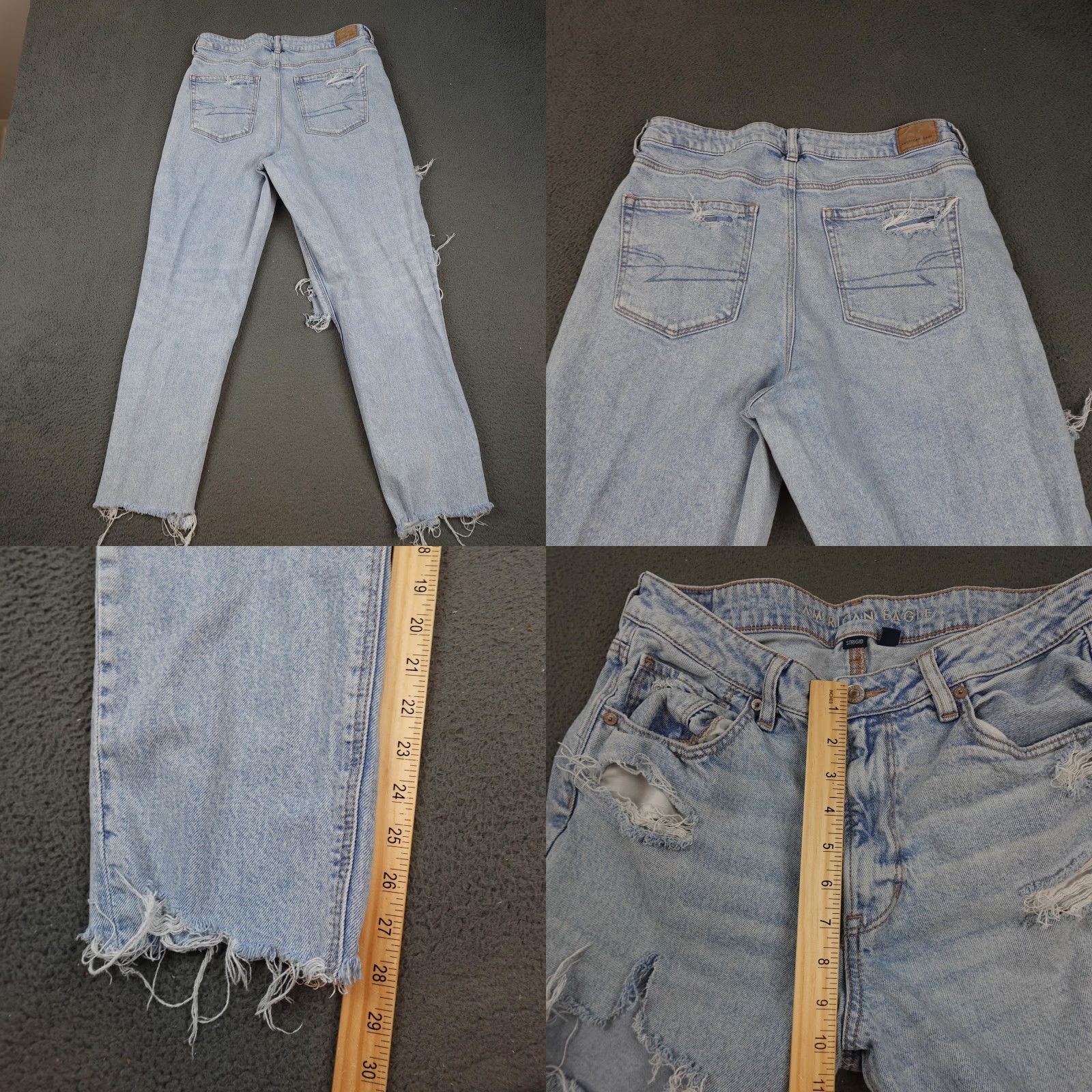 Vintage American Eagle Jeans Womens 12 Light Wash Mom Jean High Rise Distressed Ripped Size 34" / US 12 / IT 48 - 8 Thumbnail
