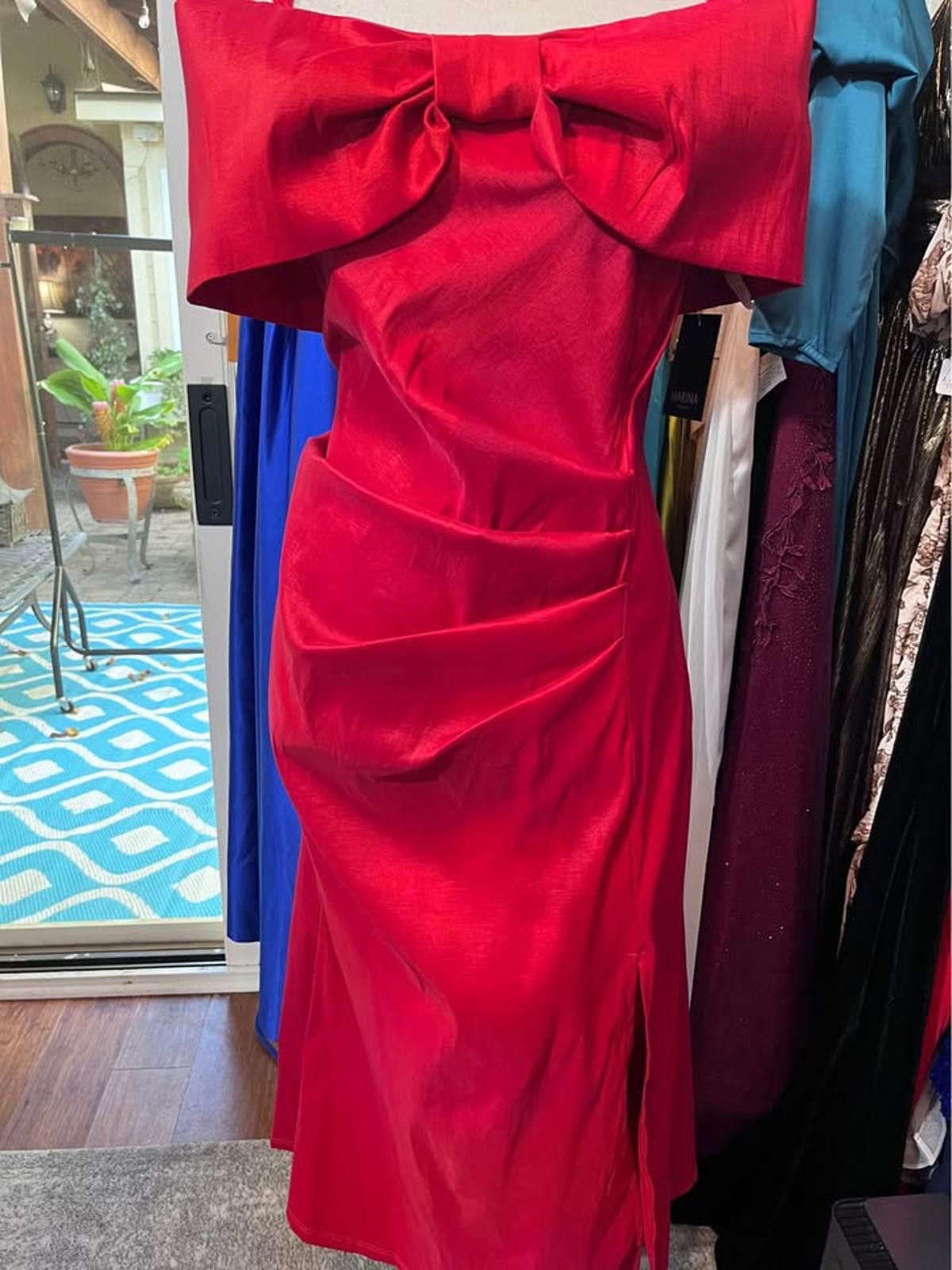 Marine Serre 1x red tea length formal gown Size XL / US 12-14 / IT 48-50 - 3 Thumbnail
