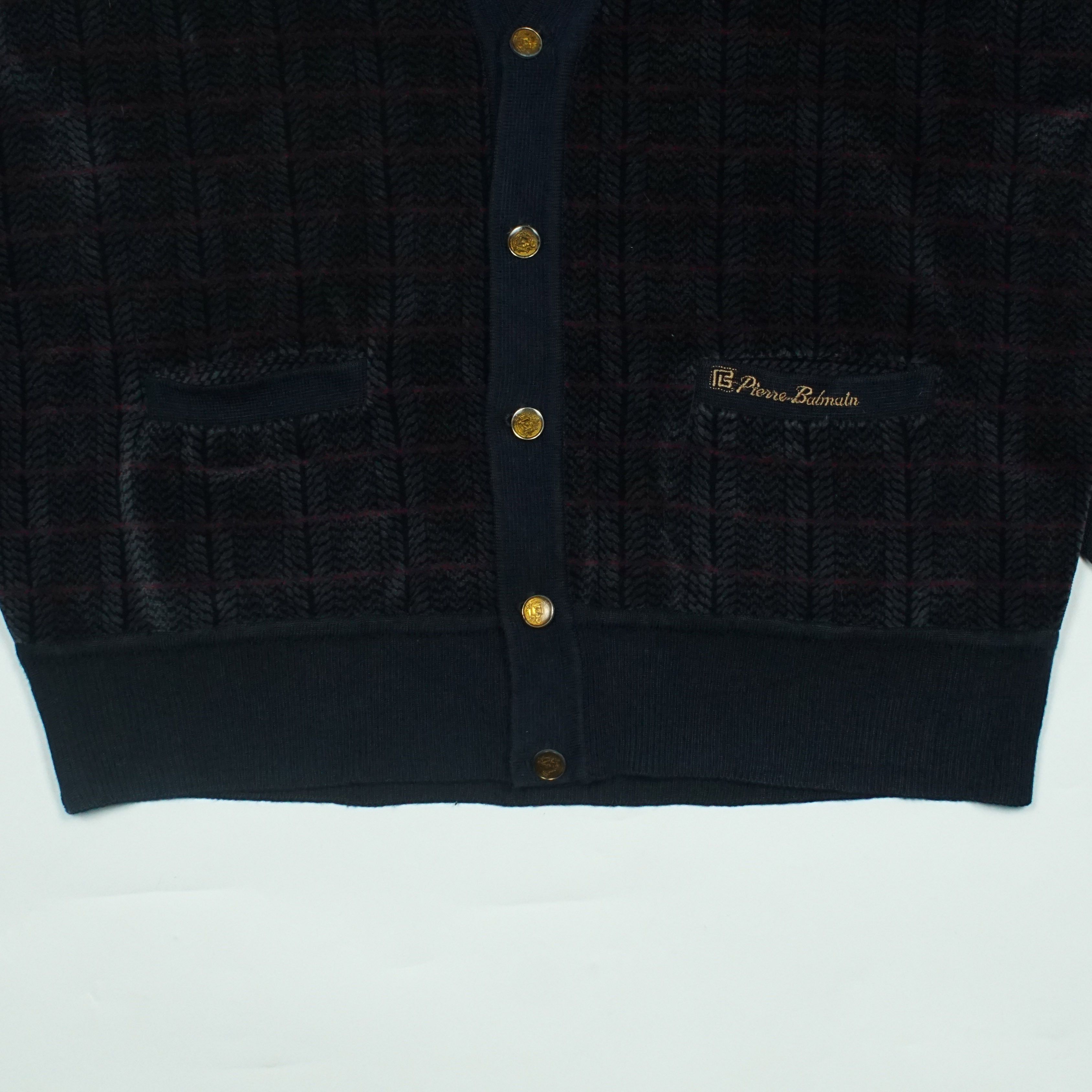 Pierre Balmain *NoTariff 90s Pierre Balmain Velvet Knit Cardigan Size US M / EU 48-50 / 2 - 3 Thumbnail