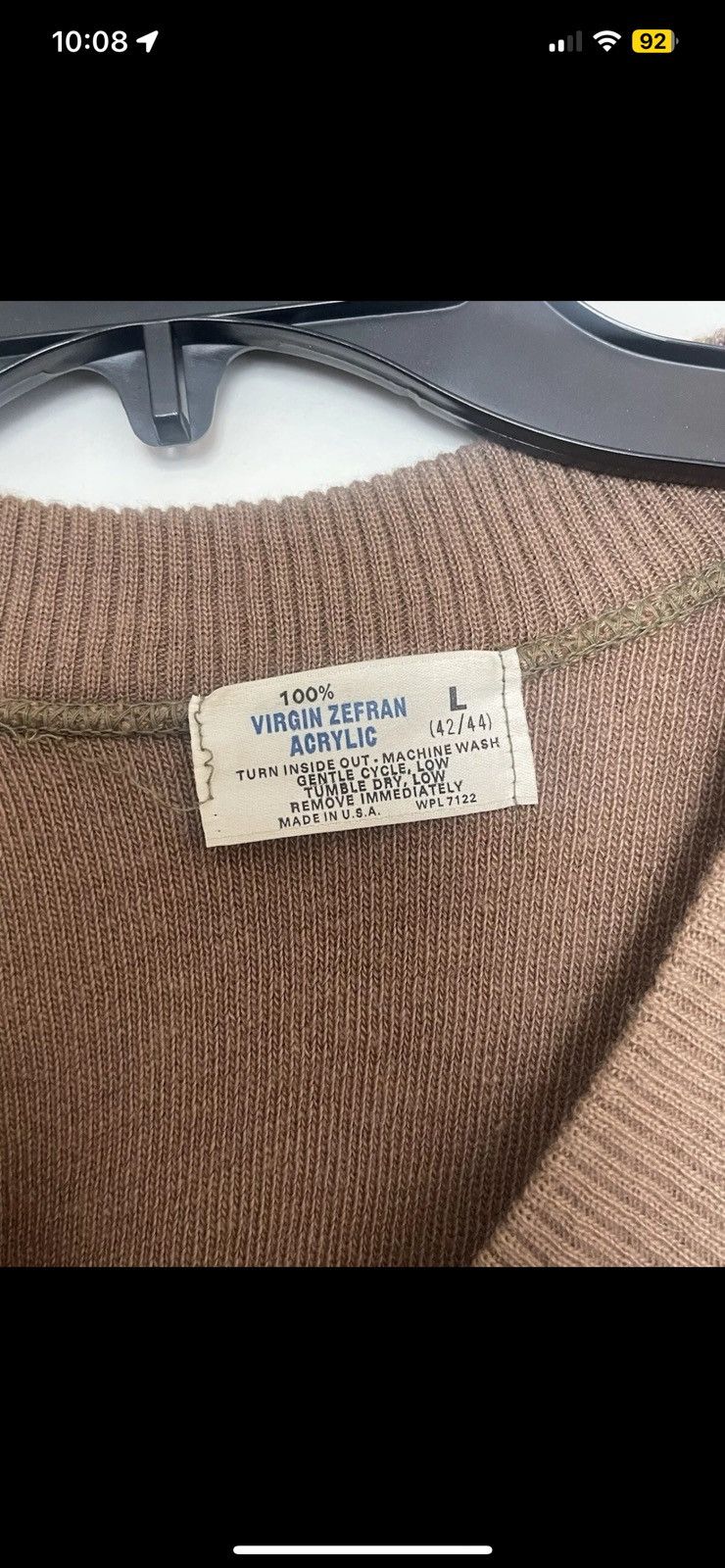 Vintage VTG Sweater Terry Cloth V Neck Mens Sweater Tan Brown Size Size US L / EU 52-54 / 3 - 3 Thumbnail