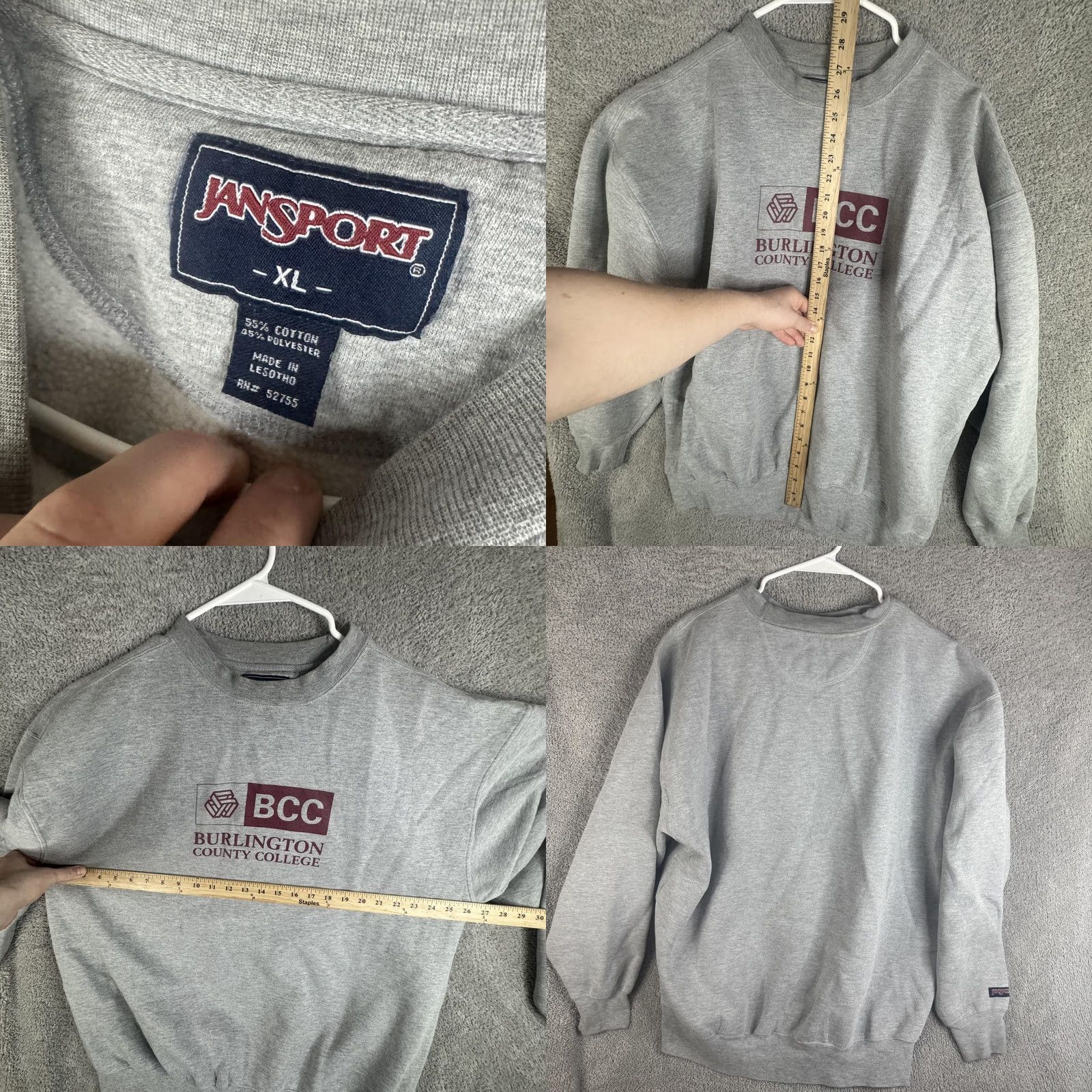 Jansport VINTAGE JanSport Sweatshirt Mens XL Gray BCC Burlington County College Crewneck Fleece Size US XL / EU 56 / 4 - 8 Thumbnail