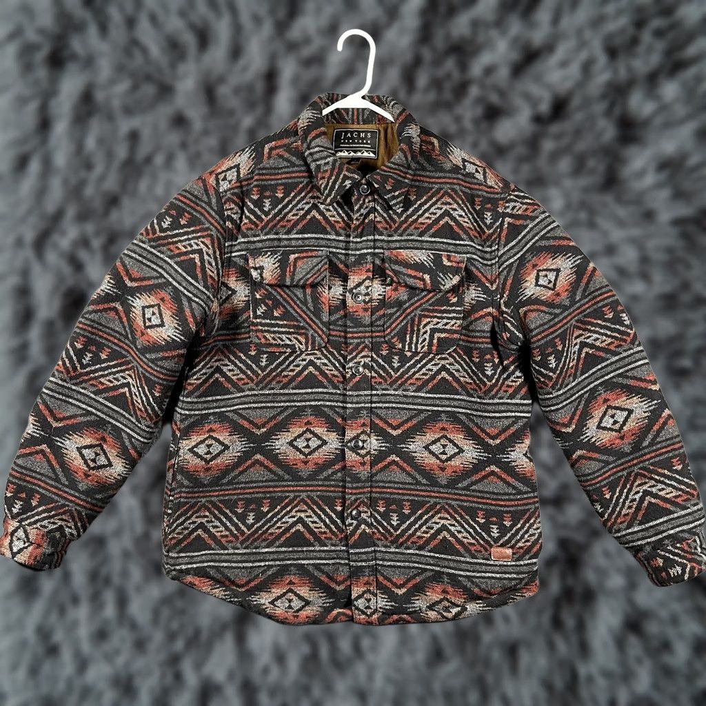 Vintage New title: JACHS Jacket Mens Large Black Sherpa Lined Fleece Button Front Aztec Pattern Size US L / EU 52-54 / 3 - 1 Thumbnail