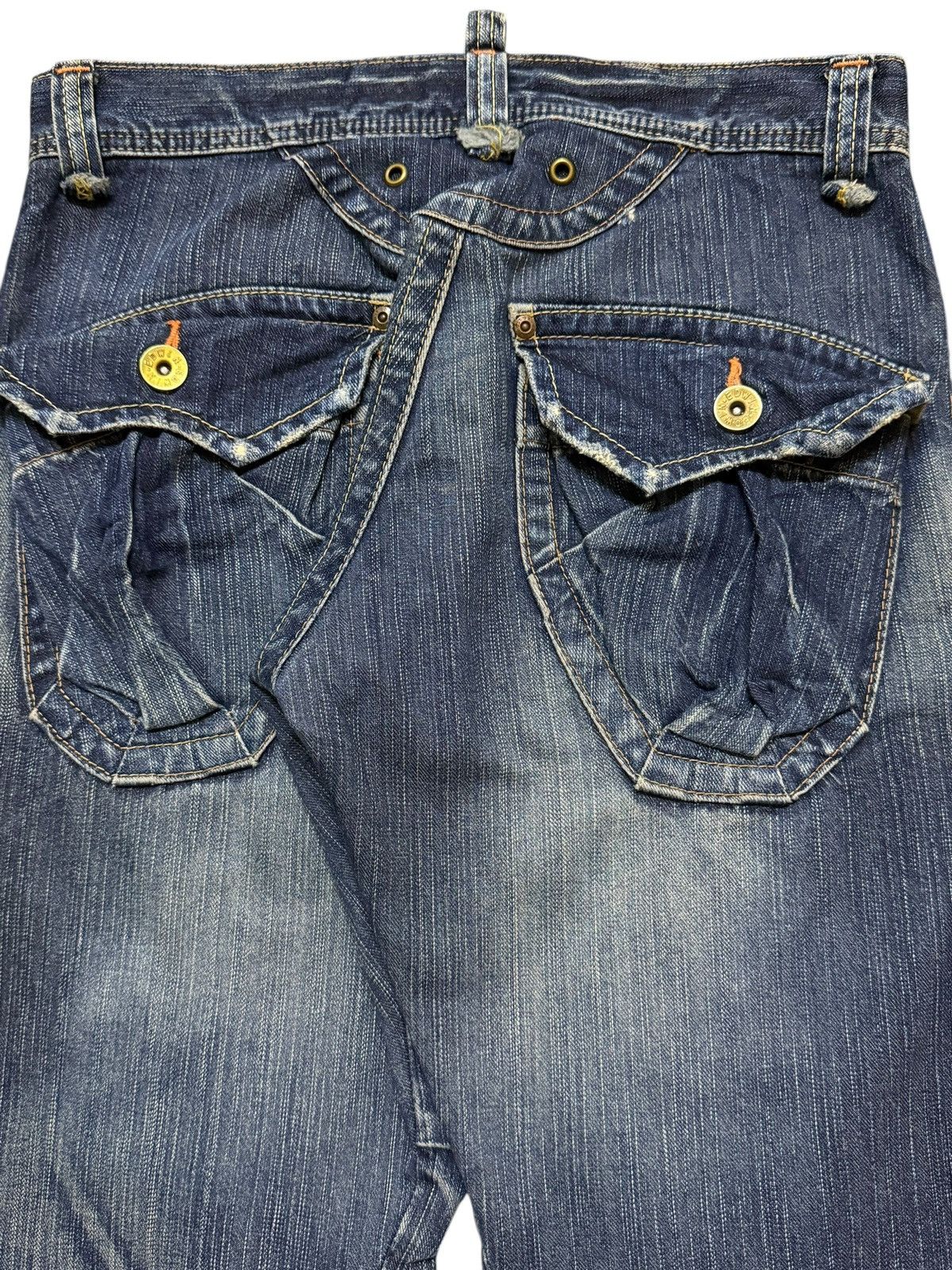 Edwin Vintage Y2K Edwin XV Tactical Pocket Blue Faded Wash Flared Size US 30 / EU 46 - 6 Thumbnail