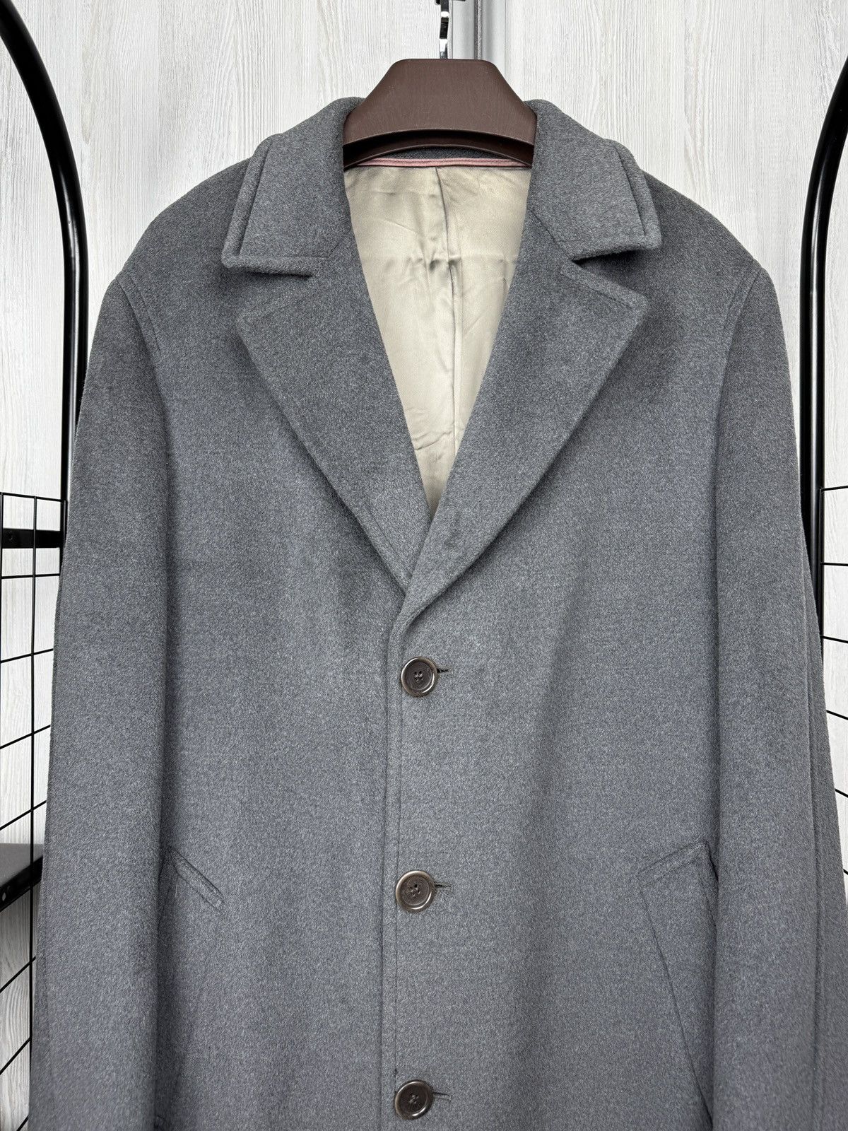 Kenzo Kenzo Homme grey wool long trench classic coat size 54 Size US L / EU 52-54 / 3 - 3 Thumbnail