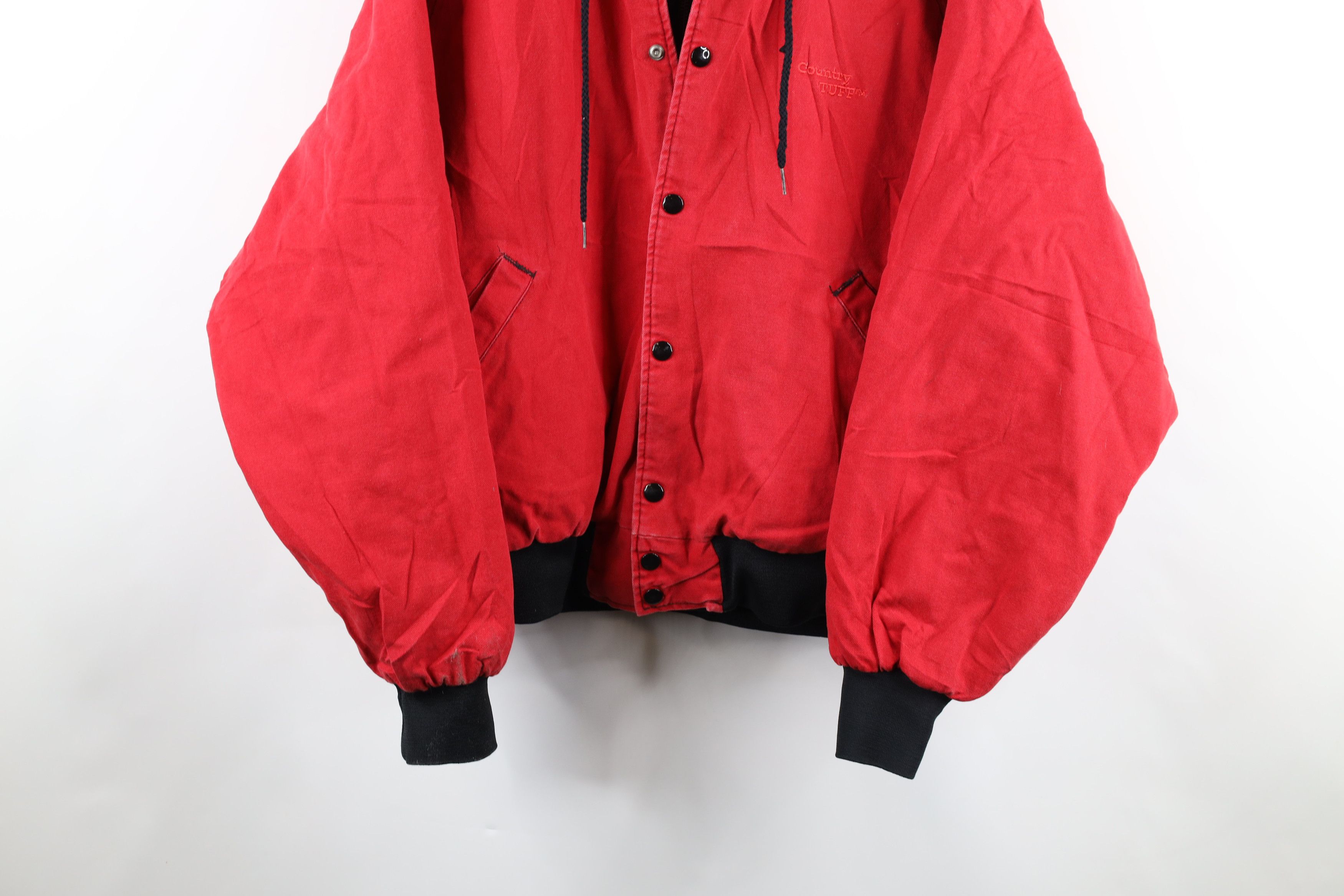 Vintage Vintage 90s Streetwear Lined Hooded Canvas Jacket Red USA Size US XL / EU 56 / 4 - 3 Thumbnail