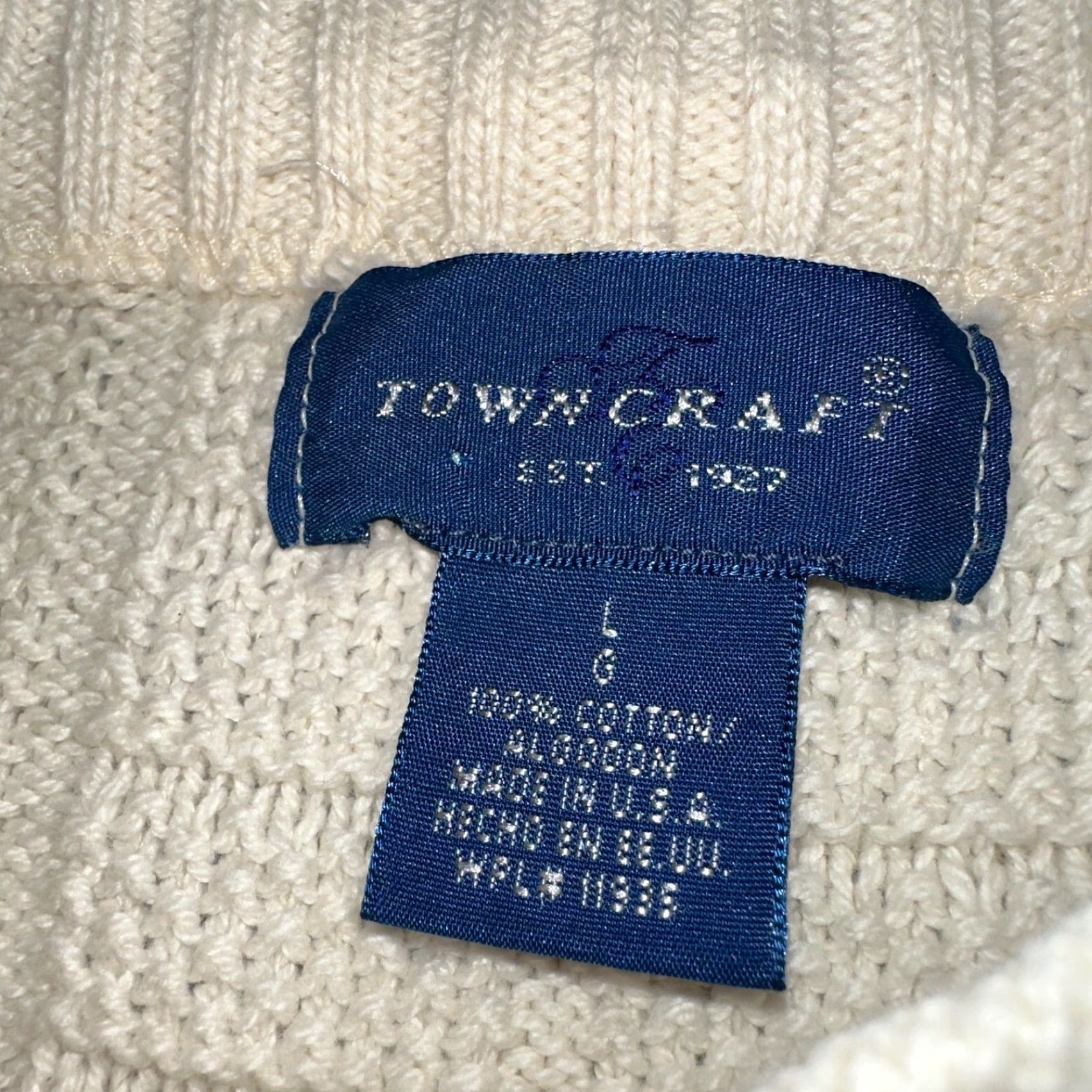 Vintage VINTAGE Towncraft 80s Ivory 100% Cotton Square Knit Sweater Adult L Size US L / EU 52-54 / 3 - 2 Thumbnail
