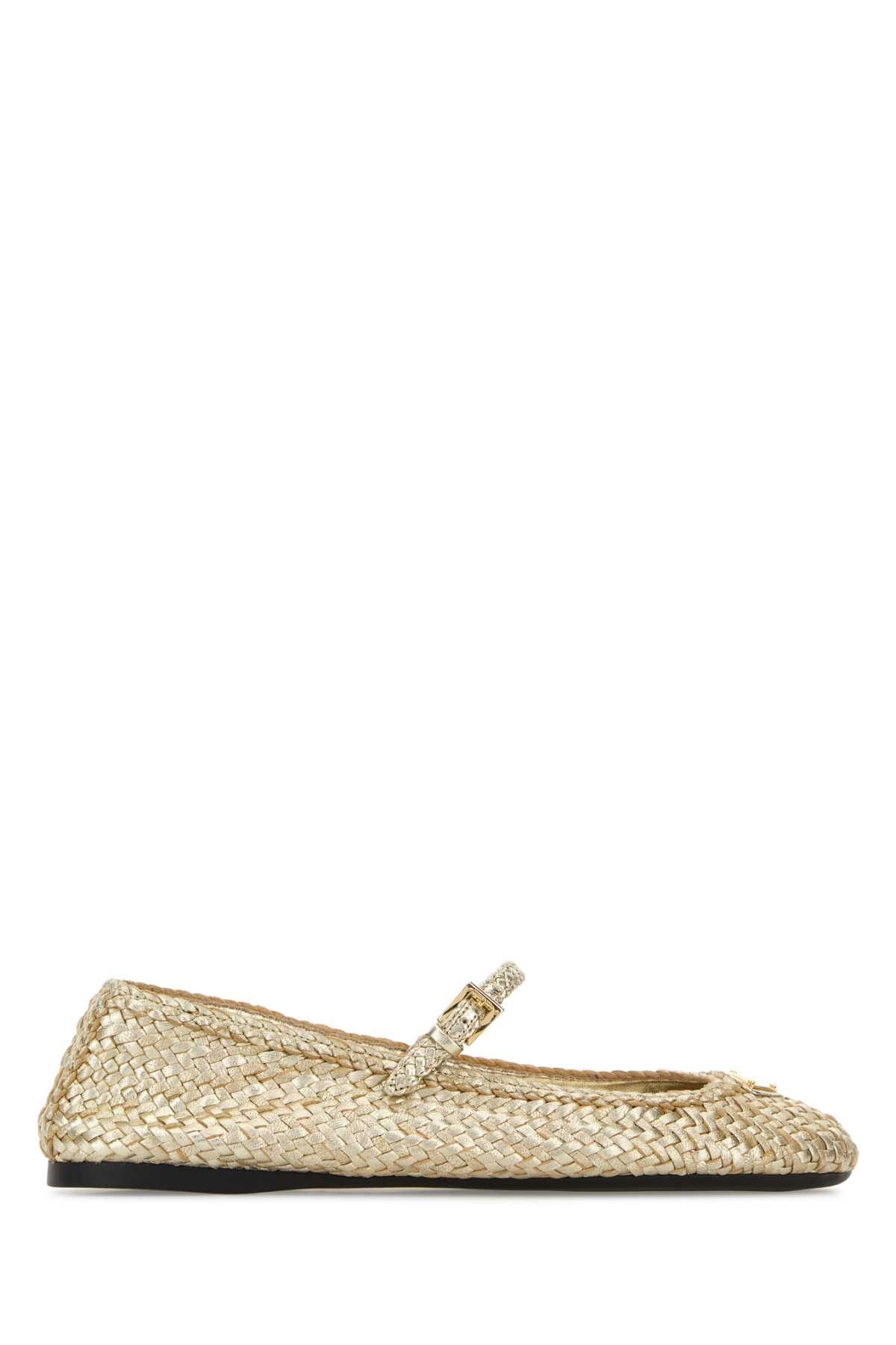 Prada Gold Leather Ballerinas Size US 10 / IT 40 - 1 Thumbnail