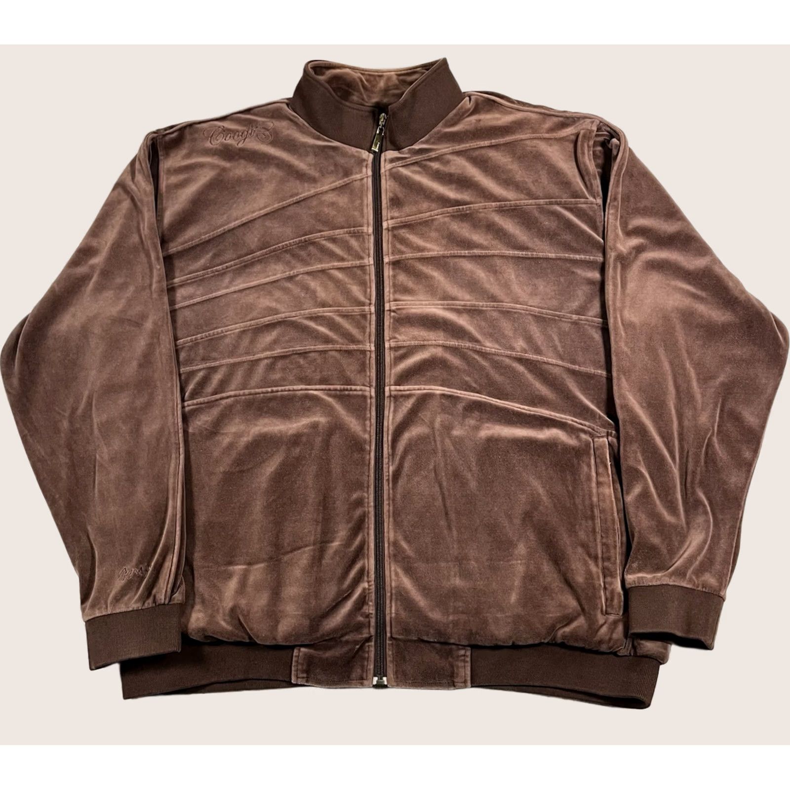 Coogi COOGI Jacket Mens 3XL Brown Full Zip Velour Logo Embroidered 90s Hip Hop Windbreaker Jacket Size US XXL / EU 58 / 5 - 1 Thumbnail