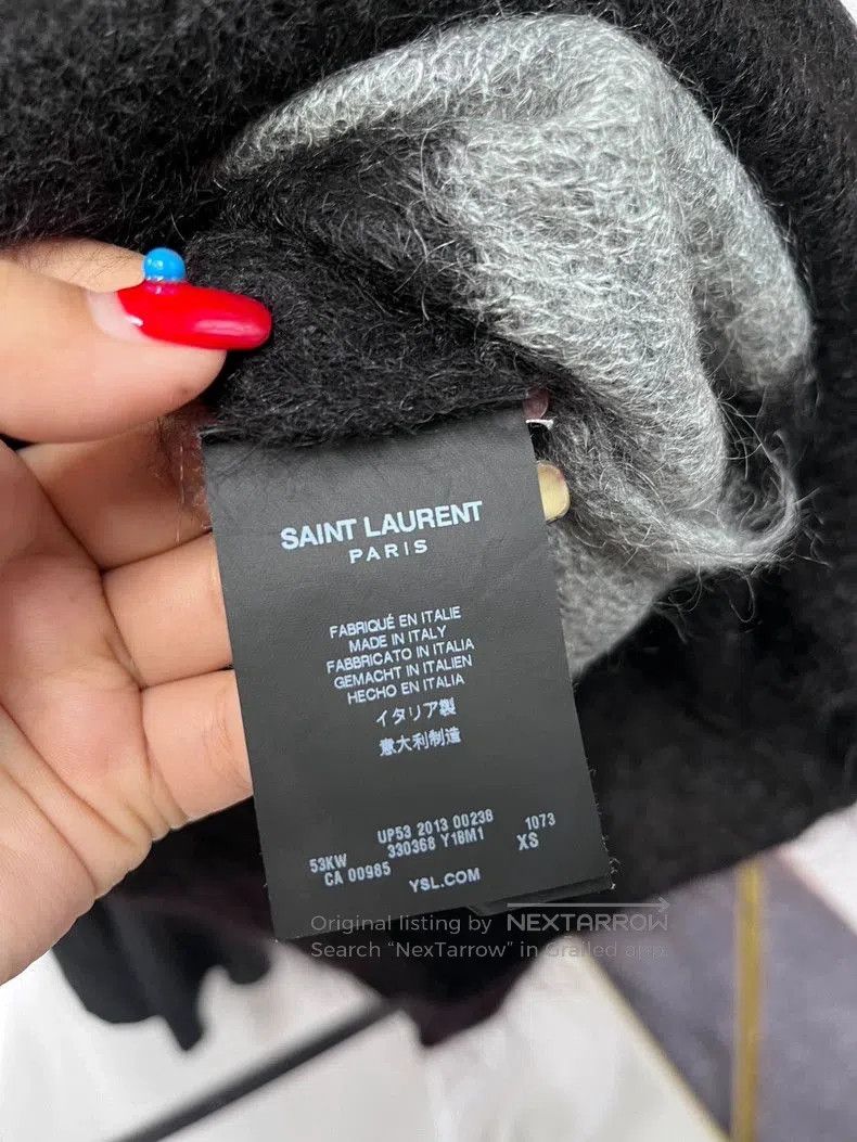 Saint Laurent Paris YSL Black Gray Striped Wool Sweater. Size US M / EU 48-50 / 2 - 4 Thumbnail