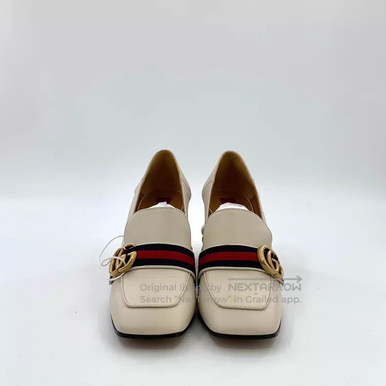 Gucci Gucci Beige apricot striped double G pearl decoration shee Size US 7.5 / IT 37.5 - 3 Thumbnail