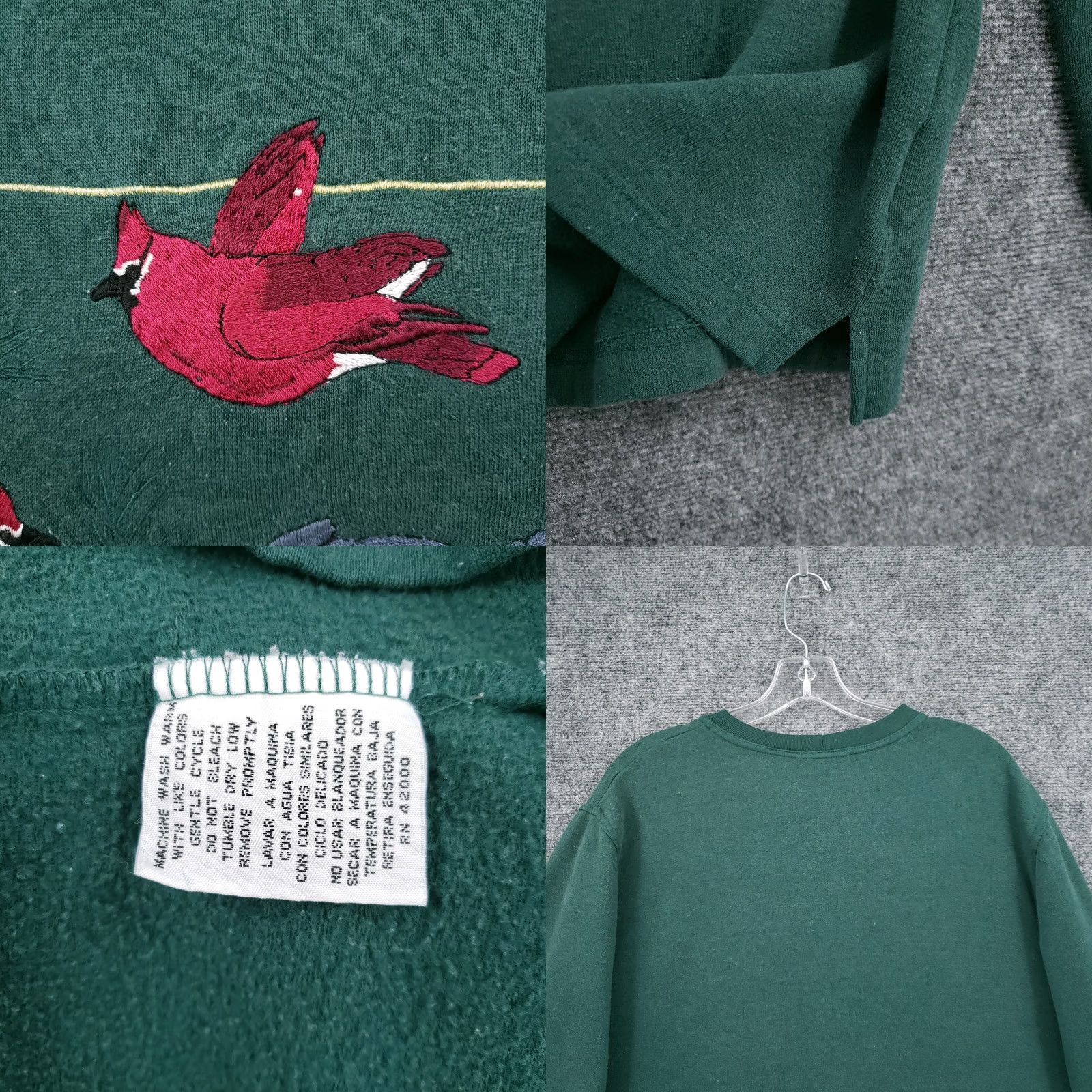Vintage VINTAGE Nutcracker Sweatshirt Womens 1X Plus Green Embroidered Bird Fleece 90s Size XL / US 12-14 / IT 48-50 - 9 Thumbnail