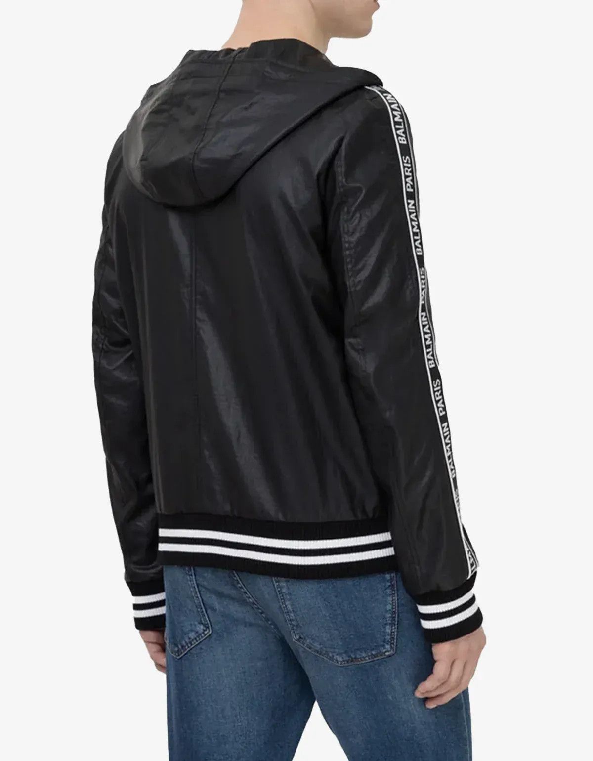 Balmain Balmain Black Coated Nylon Logo Band Jacket SIZE 48 Size US M / EU 48-50 / 2 - 4 Thumbnail