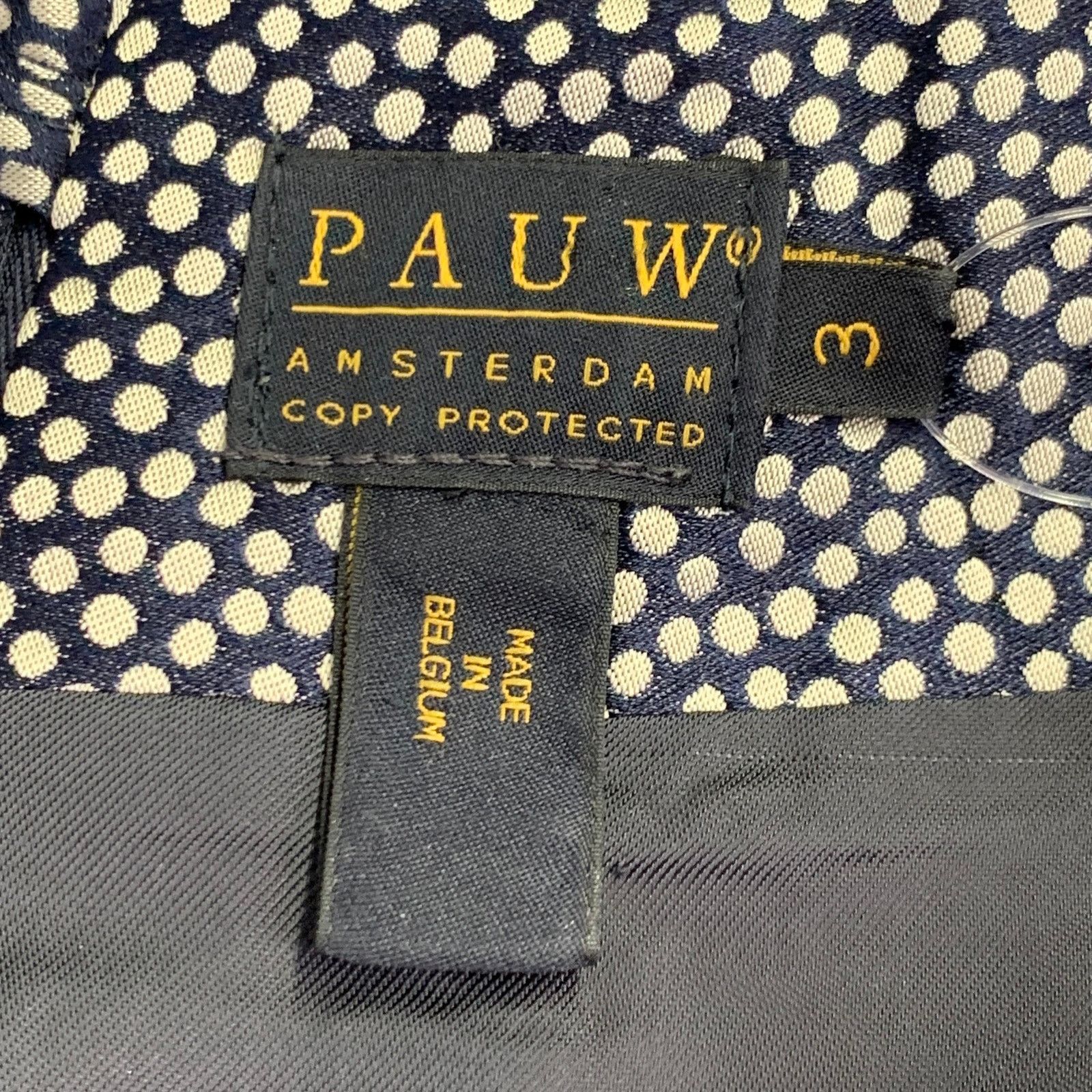 Other PAUW Size L Navy Cream Silk Dots Pleated Skirt Size 34" / US 12 / IT 48 - 4 Thumbnail