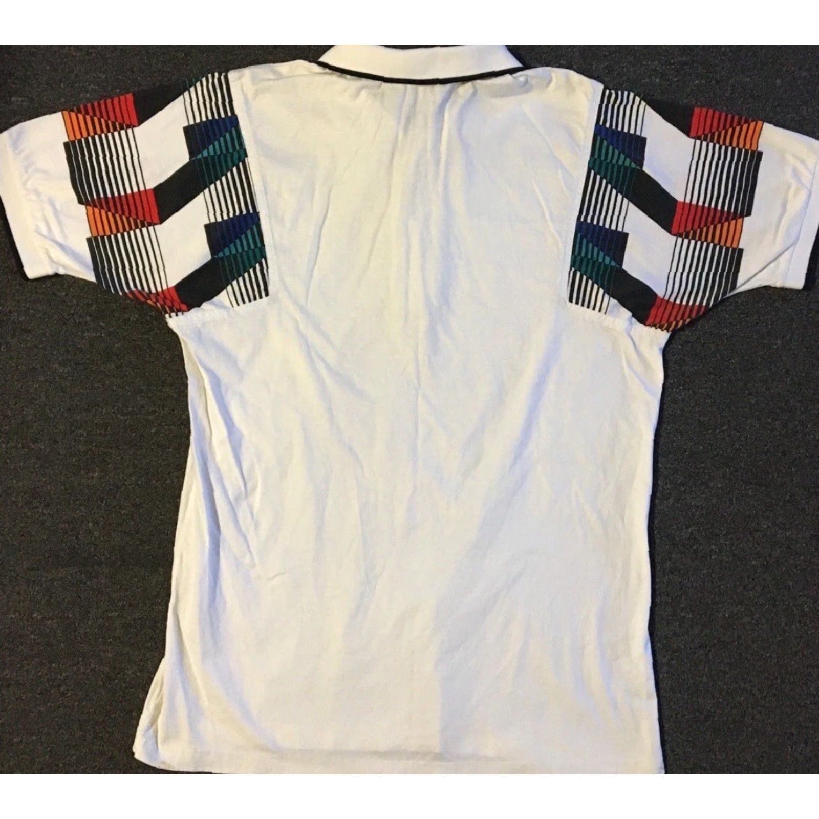 Vintage VINTAGE Polo Shirt 90s Abstract Art All Over Print White L Mens Short Sleeve Polo, Rugby Style, AS-IS, Vaporwave, Grunge, Surf, Skate, USA, 80s Theme Size US L / EU 52-54 / 3 - 2 Thumbnail