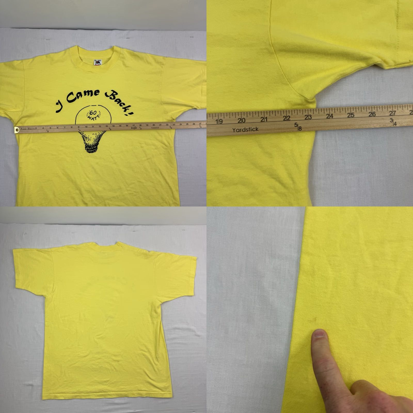 Fruit Of The Loom VINTAGE Fruit of the Loom T-Shirt Men XL Yellow 90s Religion I Came Back 60 Watt Light Bulb Crew Neck Short Sleeve Size US XL / EU 56 / 4 - 8 Thumbnail