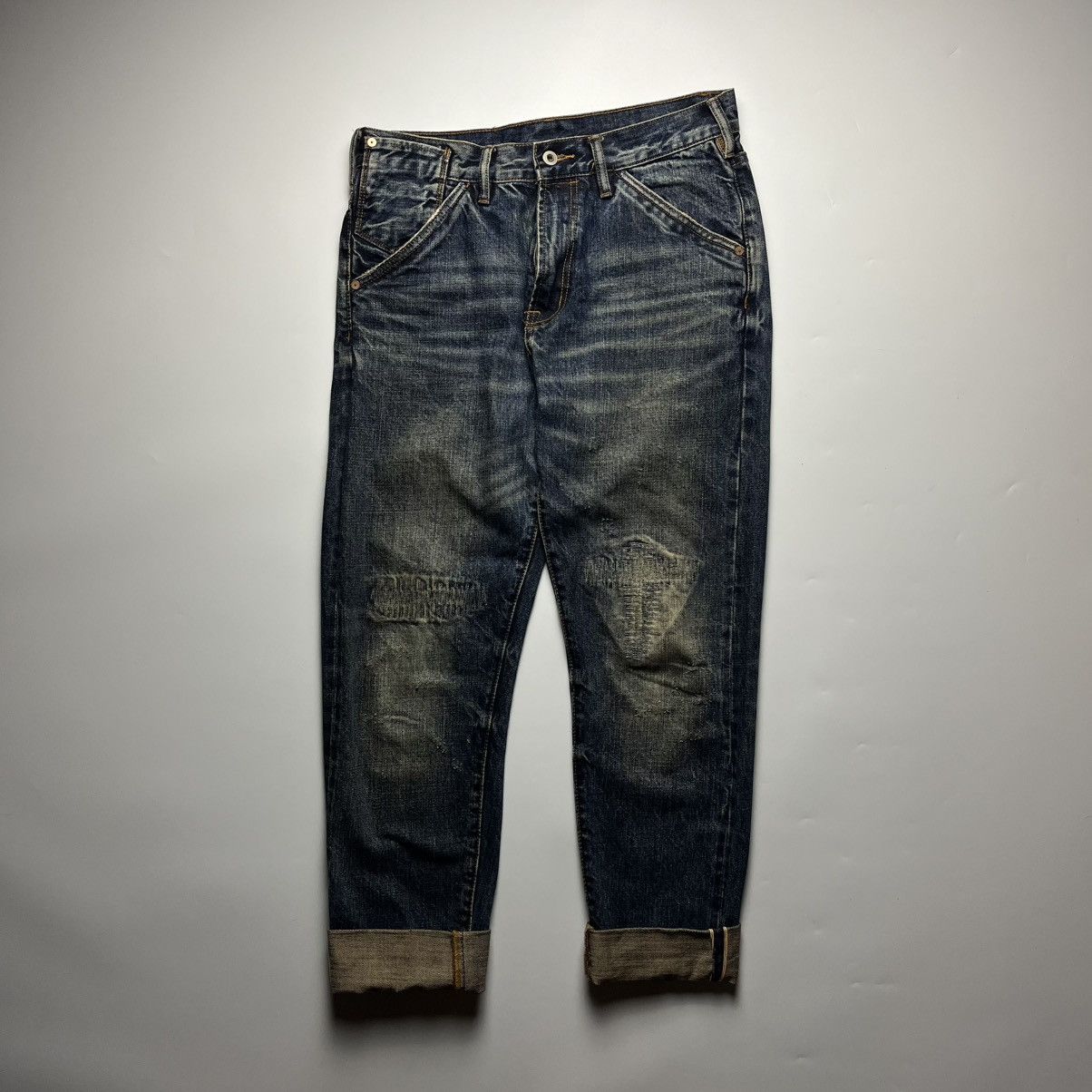 Pure Blue Japan Pure Indigo Gritty Selvedge Denim Jeans 14oz Size US 31 - 1 Thumbnail