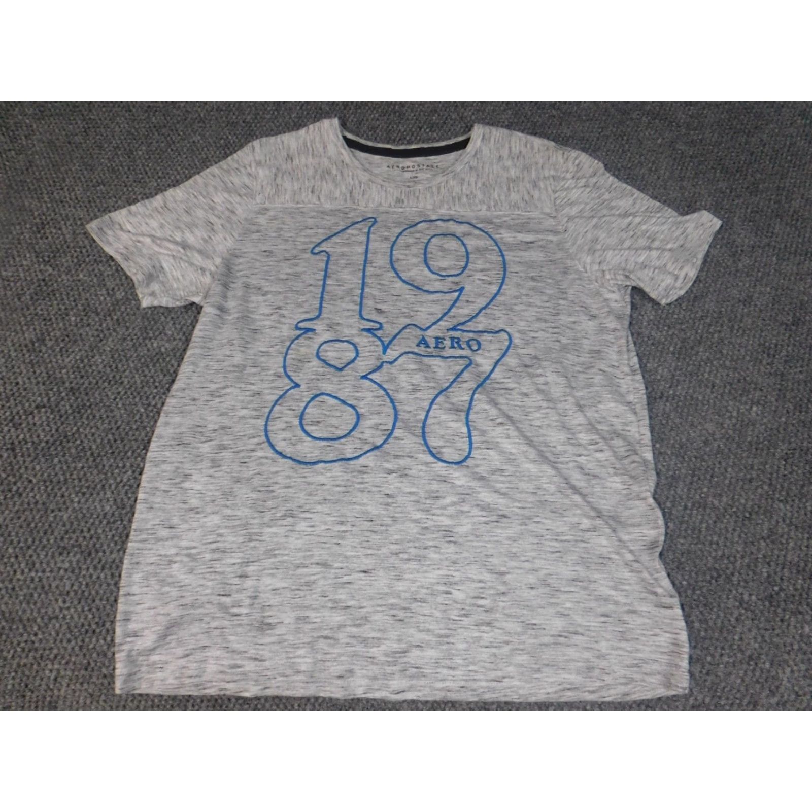 Aeropostale Aeropostale Shirt Mens Large Gray Stretch T-Shirt Crew Neck Short Sleeve Cotton Knit Logo Regular Vintage No Size US L / EU 52-54 / 3 - 2 Thumbnail