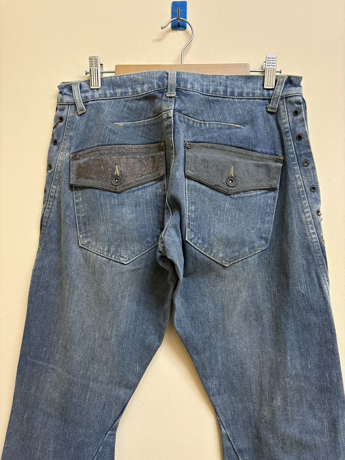 If Six Was Nine Vintage Nylaus Design Flare Jeans Parachute Denim Style Size US 30 / EU 46 - 4 Thumbnail