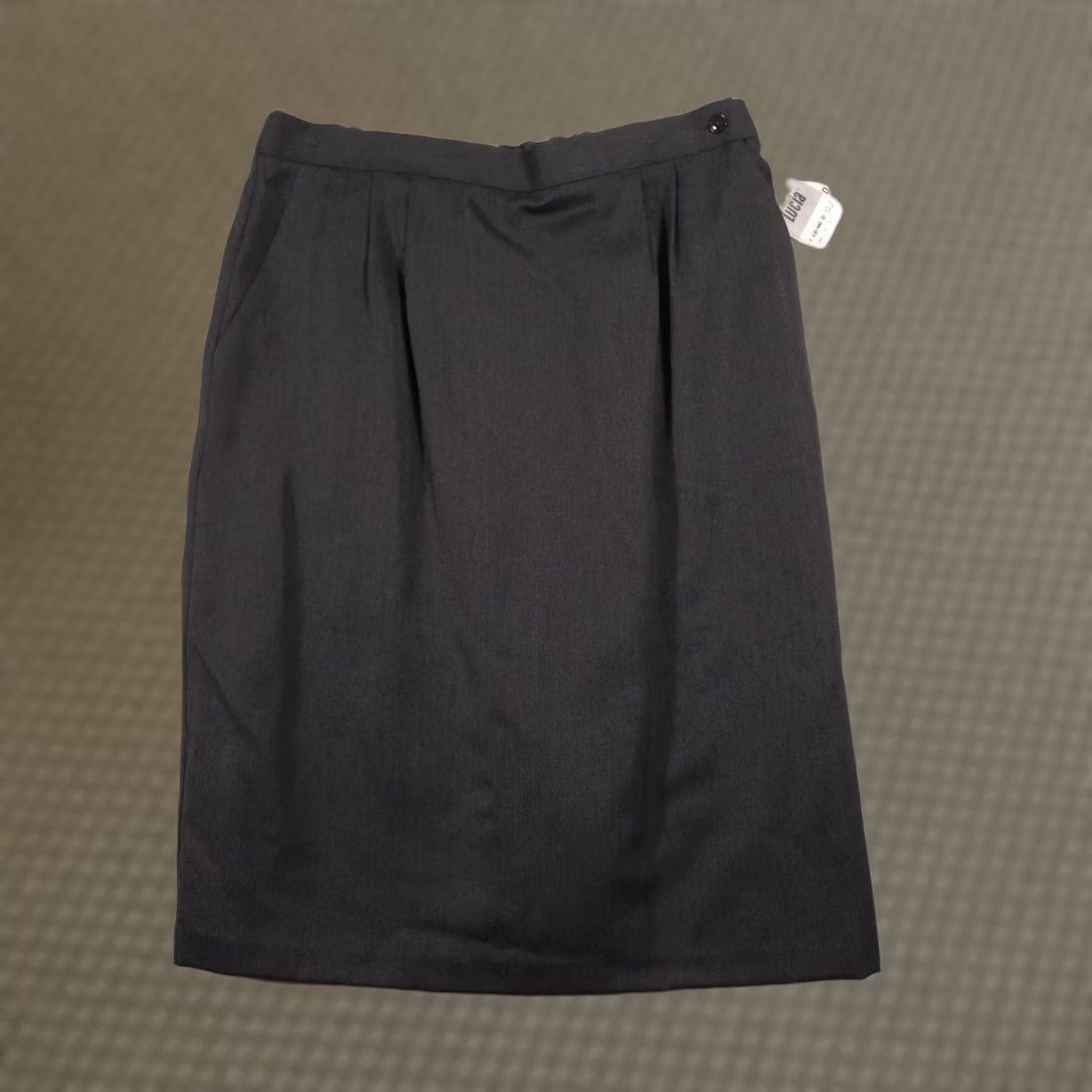 Vintage Lucia Skirt Womens 18 Gray Pencil Fully Lined Pull On Elastic Waist Pockets Work Mens? Size 40" / US 18 - 1 Thumbnail