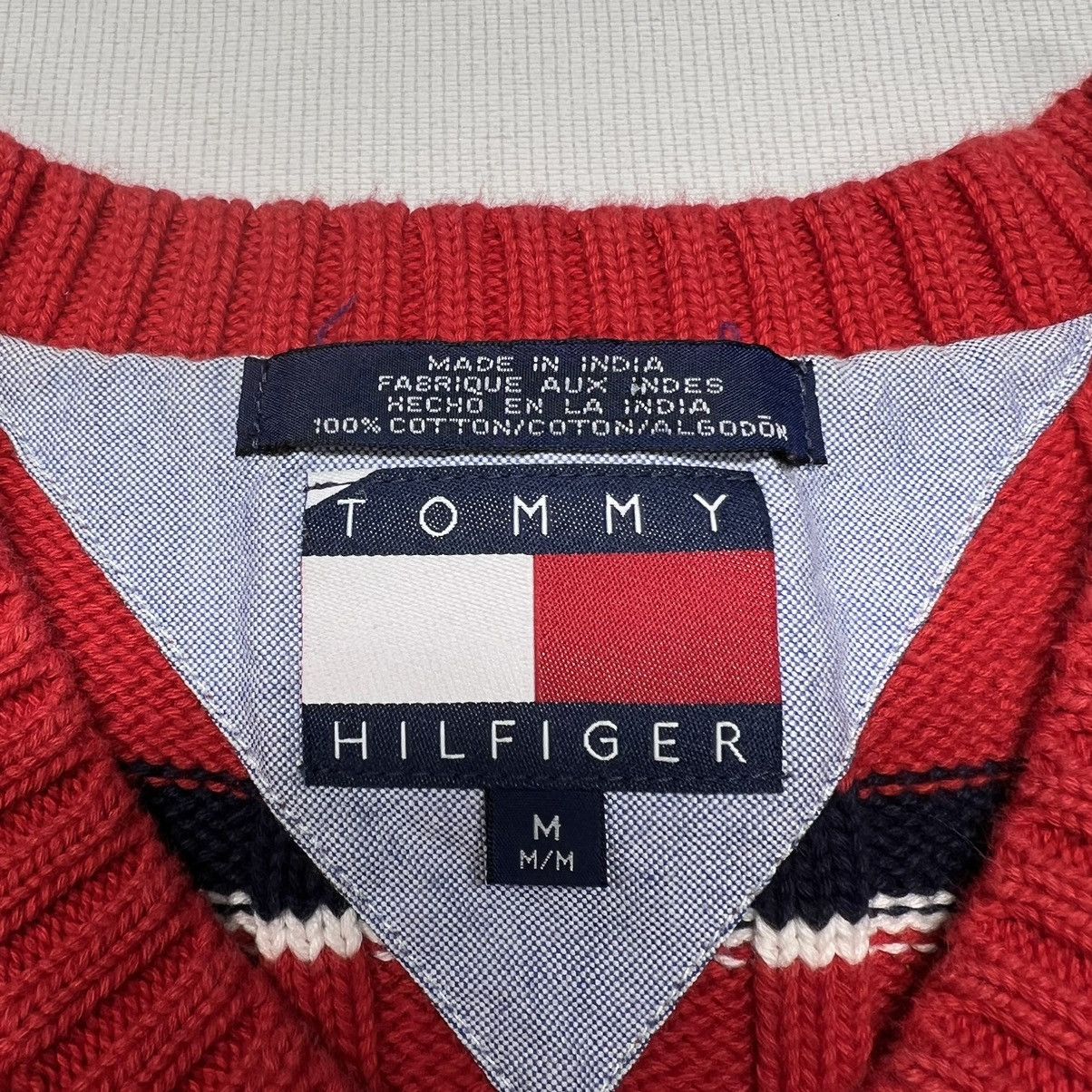 Tommy Hilfiger × Vintage VTG Tommy Hilfiger Sweater Vest Red Striped V-Neck Knit Size US M / EU 48-50 / 2 - 6 Thumbnail