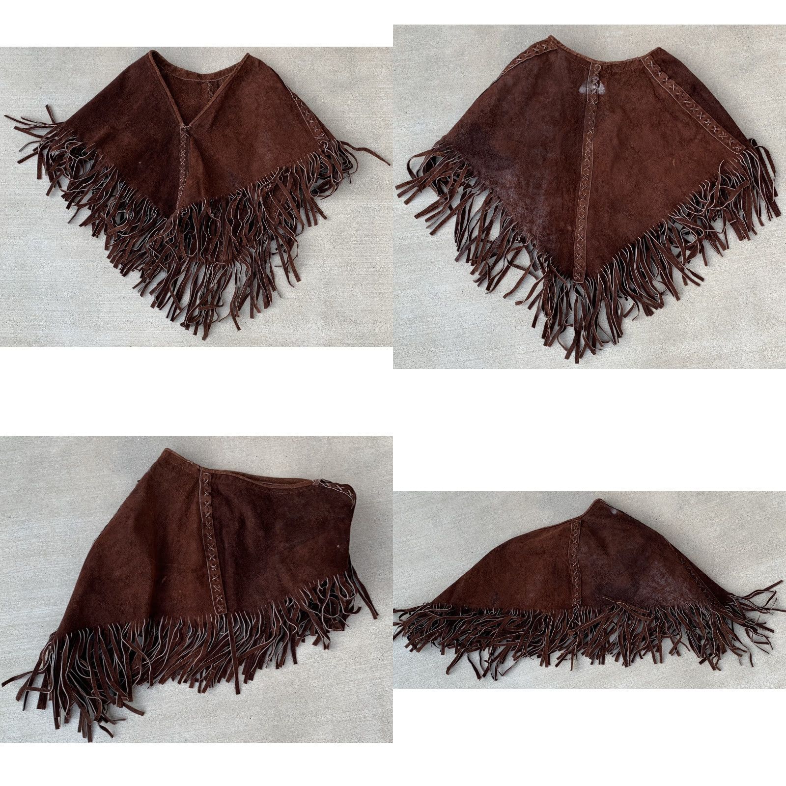 Vintage VINTAGE Western Suede Poncho Fringe Cowgirl Boho Hippie Chic Western Poncho Brown Suede Shirt Womens Mens Adults Boys Girls Size ONE SIZE - 10 Thumbnail