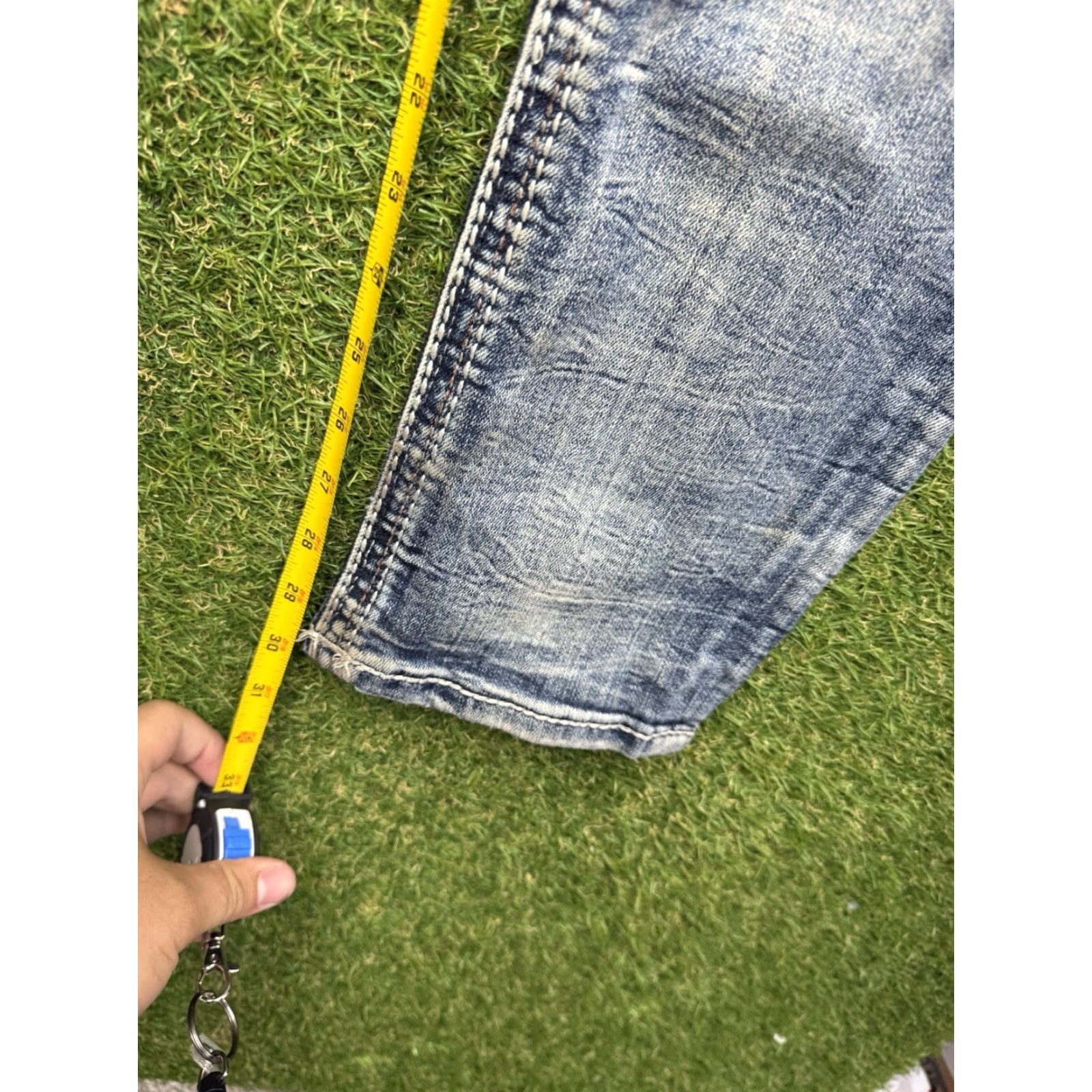 Vintage Rock Revival Jeans Men 31 Blue Priam Straight Denim 5-Pocket Distressed Regular Fit USA Rock Grunge Style Pants Size US 31 - 5 Thumbnail