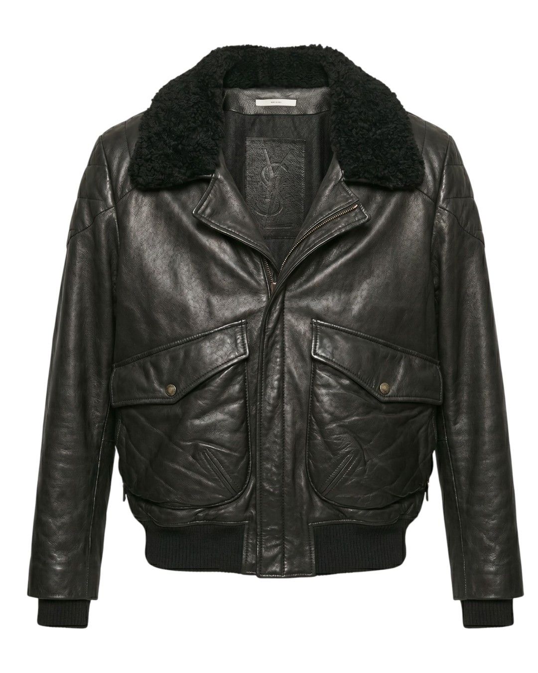 Yves Saint Laurent RIVE GAUCHE SHEARLING LINING LEATHER BOMBER JACKET Size US M / EU 48-50 / 2 - 1 Thumbnail