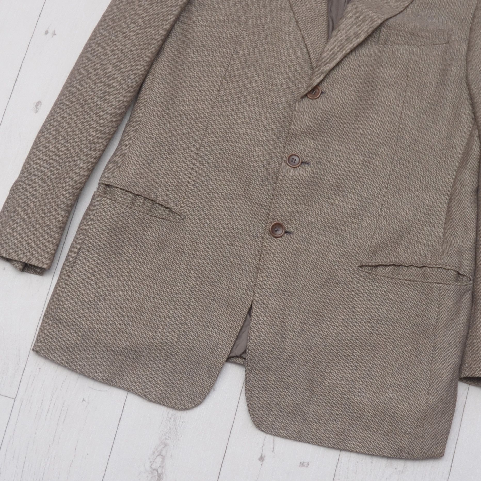 Armani × Armani Collezioni × Giorgio Armani Vintage Luxury Armani Collezioni Tweed Linen Casual Blazer Size 52L - 3 Thumbnail