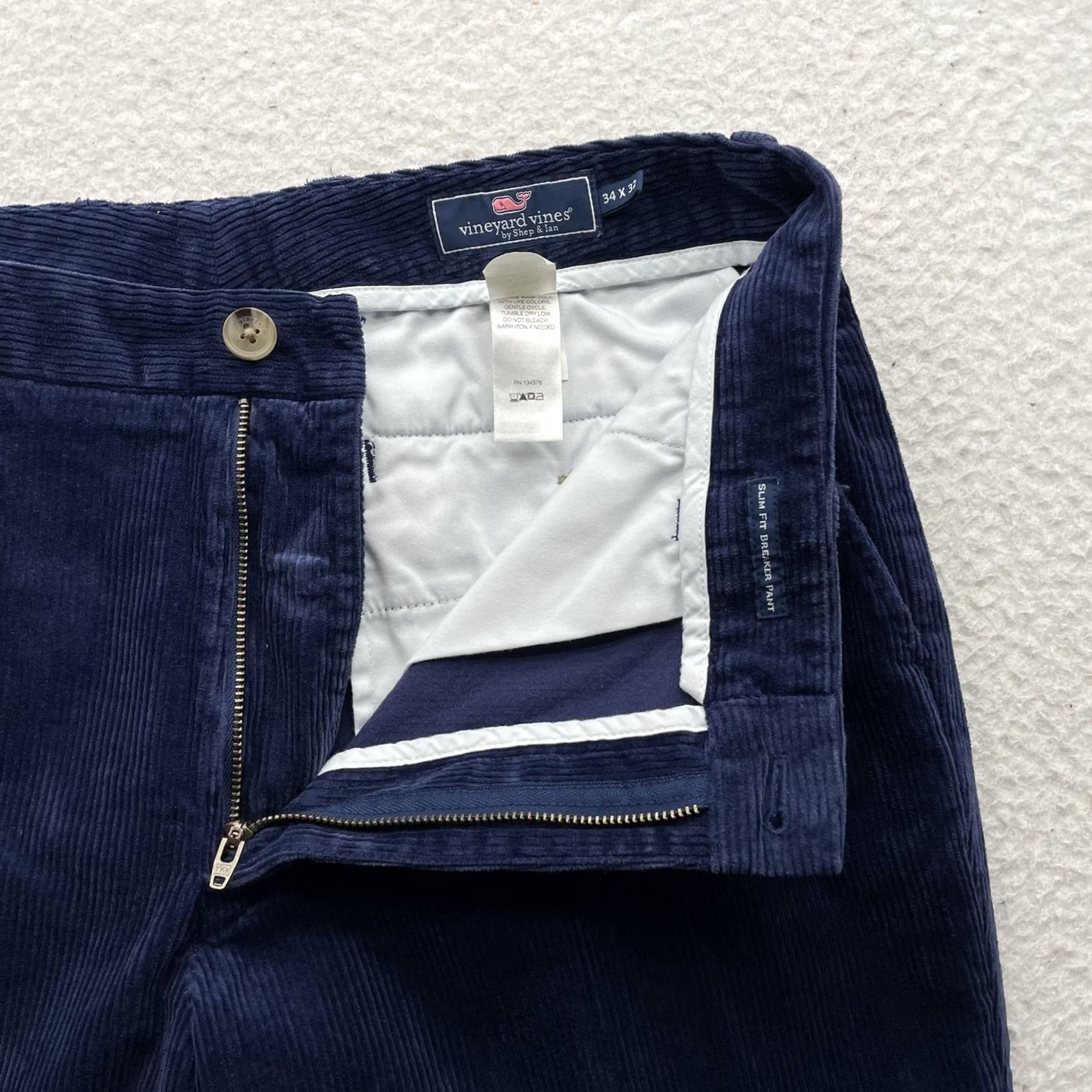 Vineyard Vines Vineyard Vines Pants Mens 34x32 Navy Blue Slim Stretch Corduroy Preppy Size US 34 / EU 50 - 5 Thumbnail